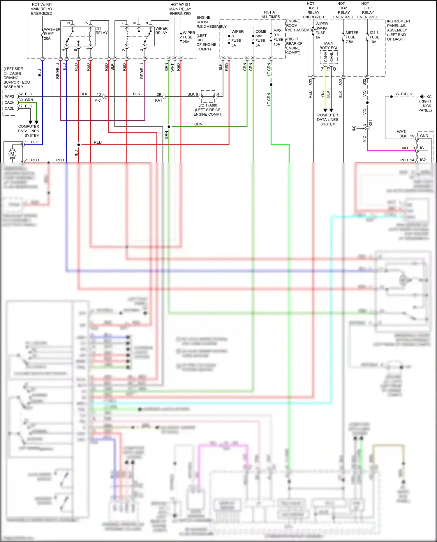 Wiring diagram engine room r/b 1 assembly for Lexus IS III facelift (2015-2020) (2 of 40)
