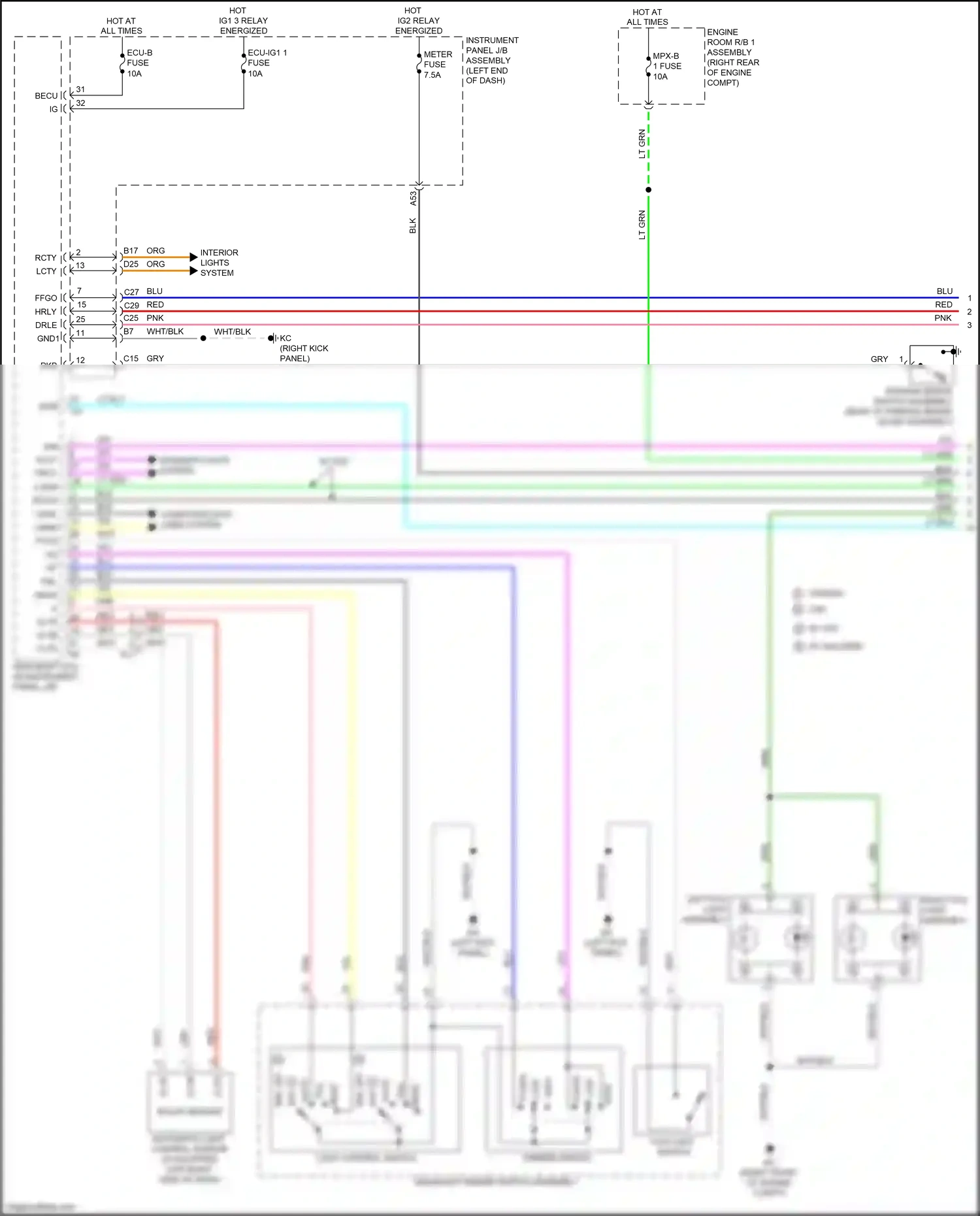 Wiring diagram fog light switch for Lexus IS III facelift (2015-2020) (1 of 2)