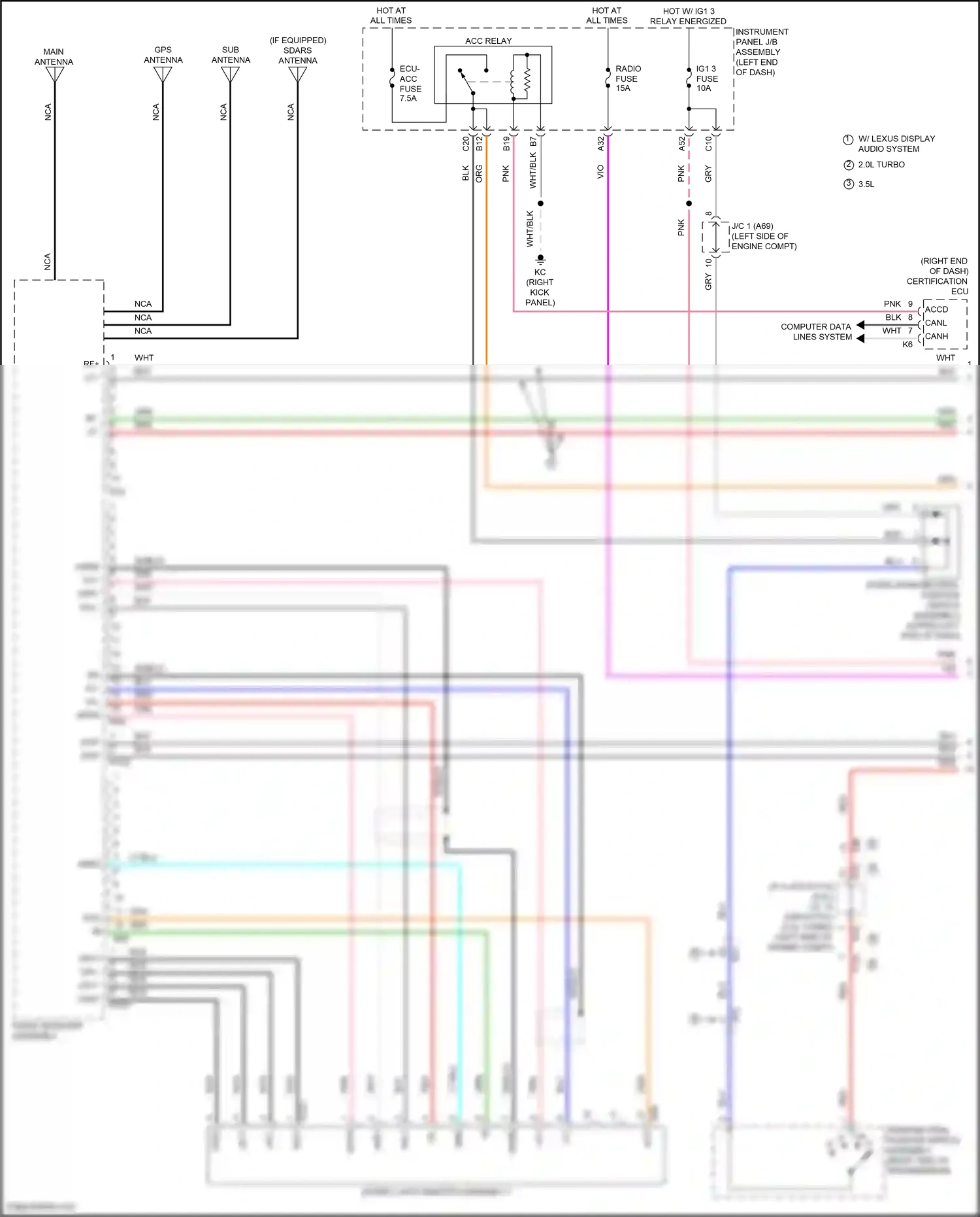 Wiring diagram instrument panel j/b assembly for Lexus IS III facelift (2015-2020) (45 of 94)