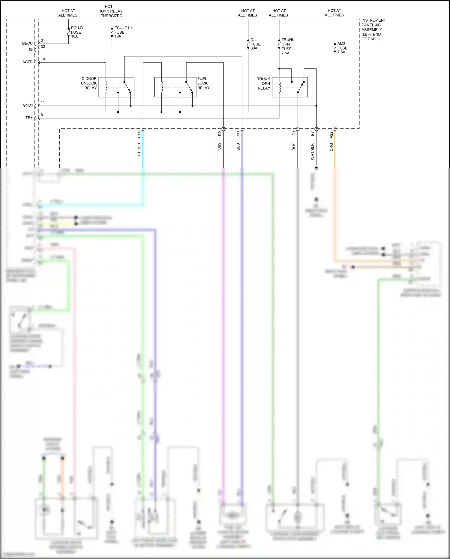 Wiring diagram instrument panel j/b assembly for Lexus IS III facelift (2015-2020) (70 of 94)