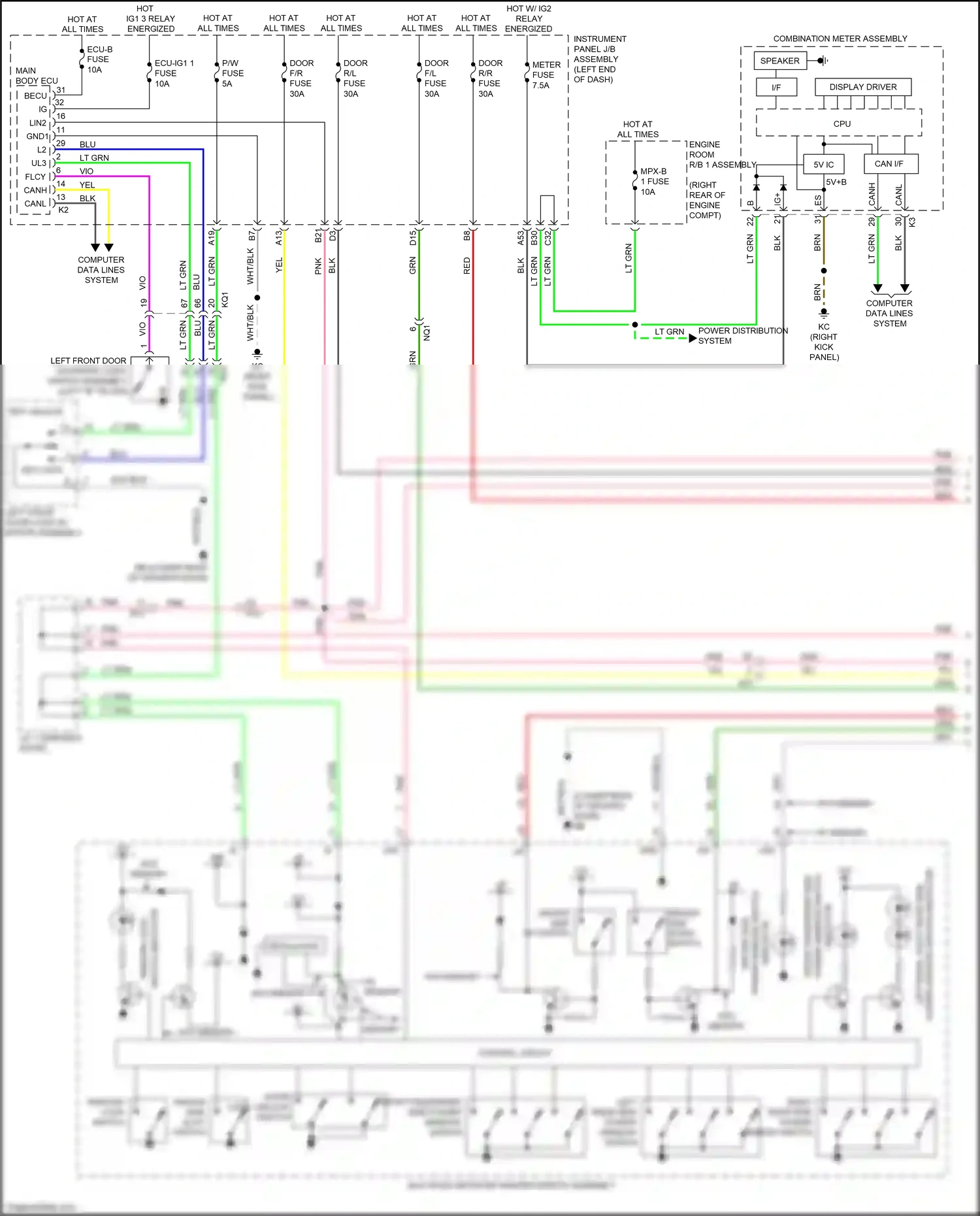 Wiring diagram key lock for Lexus IS III facelift (2015-2020) (1 of 1)