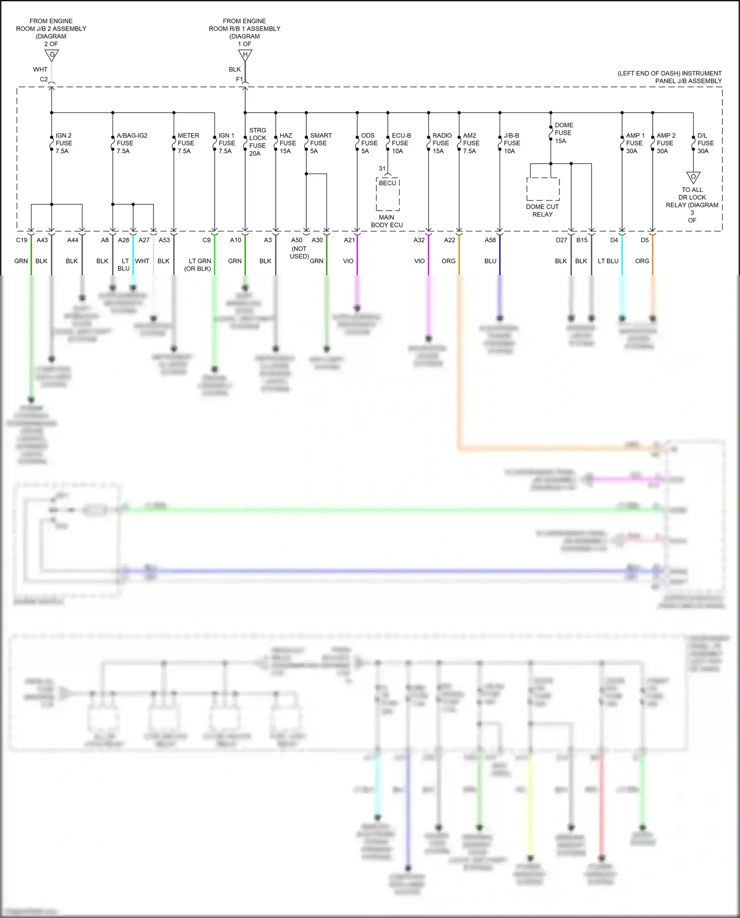 Wiring diagram l/d-dr unlock relay for Lexus IS III facelift (2015-2020) (2 of 2)
