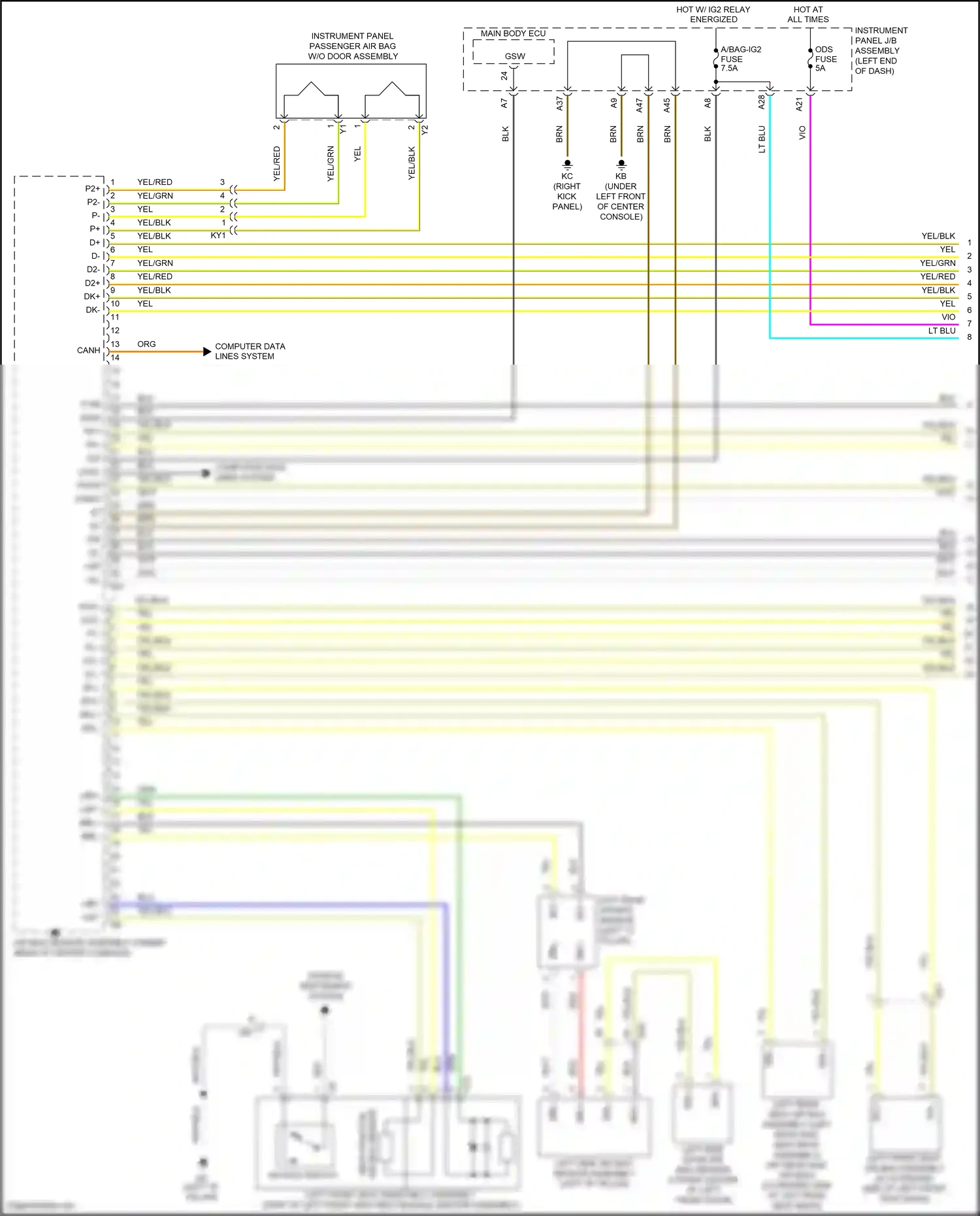 Wiring diagram left "c" pillar) for Lexus IS III facelift (2015-2020) (9 of 11)