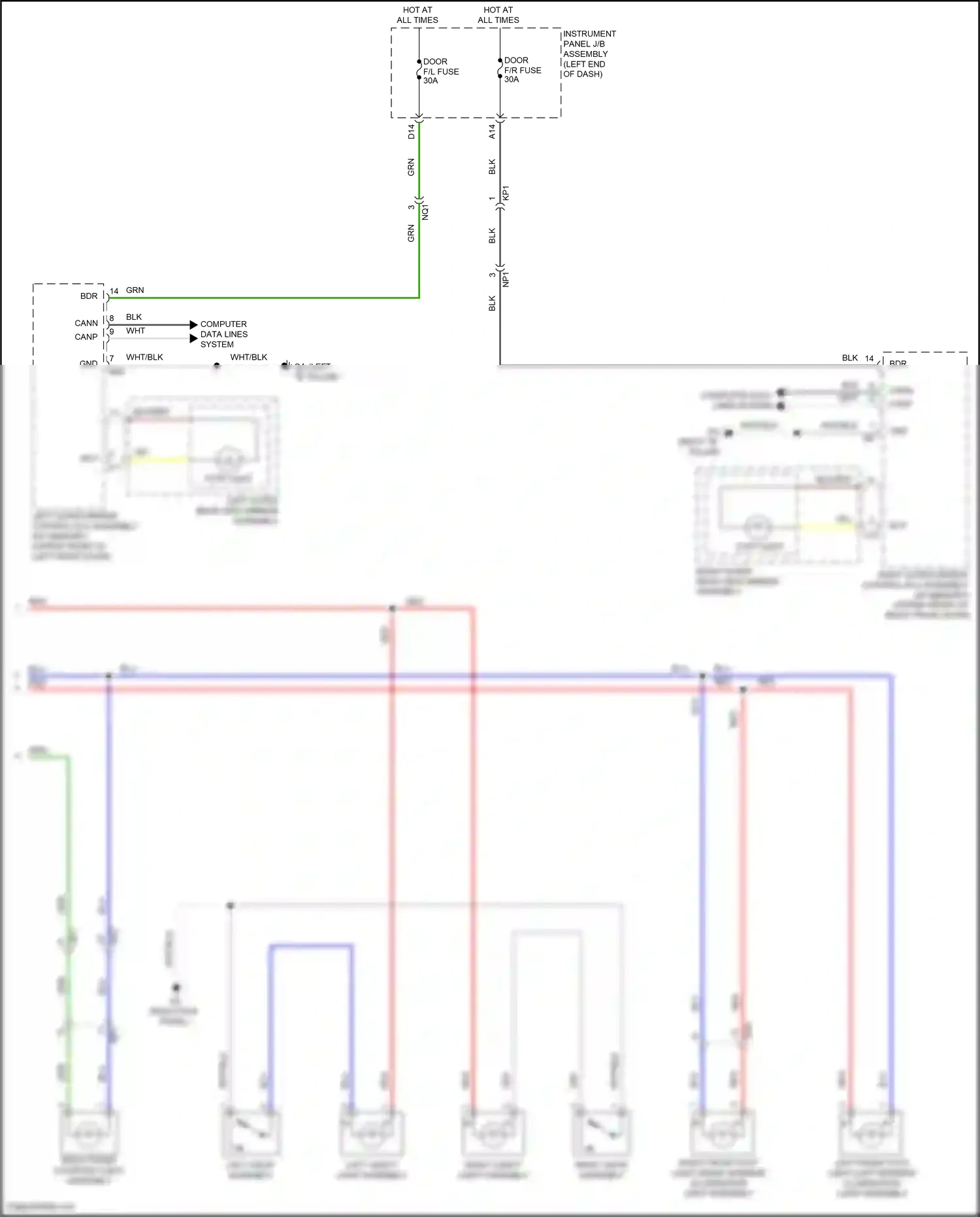 Wiring diagram left visor assembly for Lexus IS III facelift (2015-2020) (1 of 2)