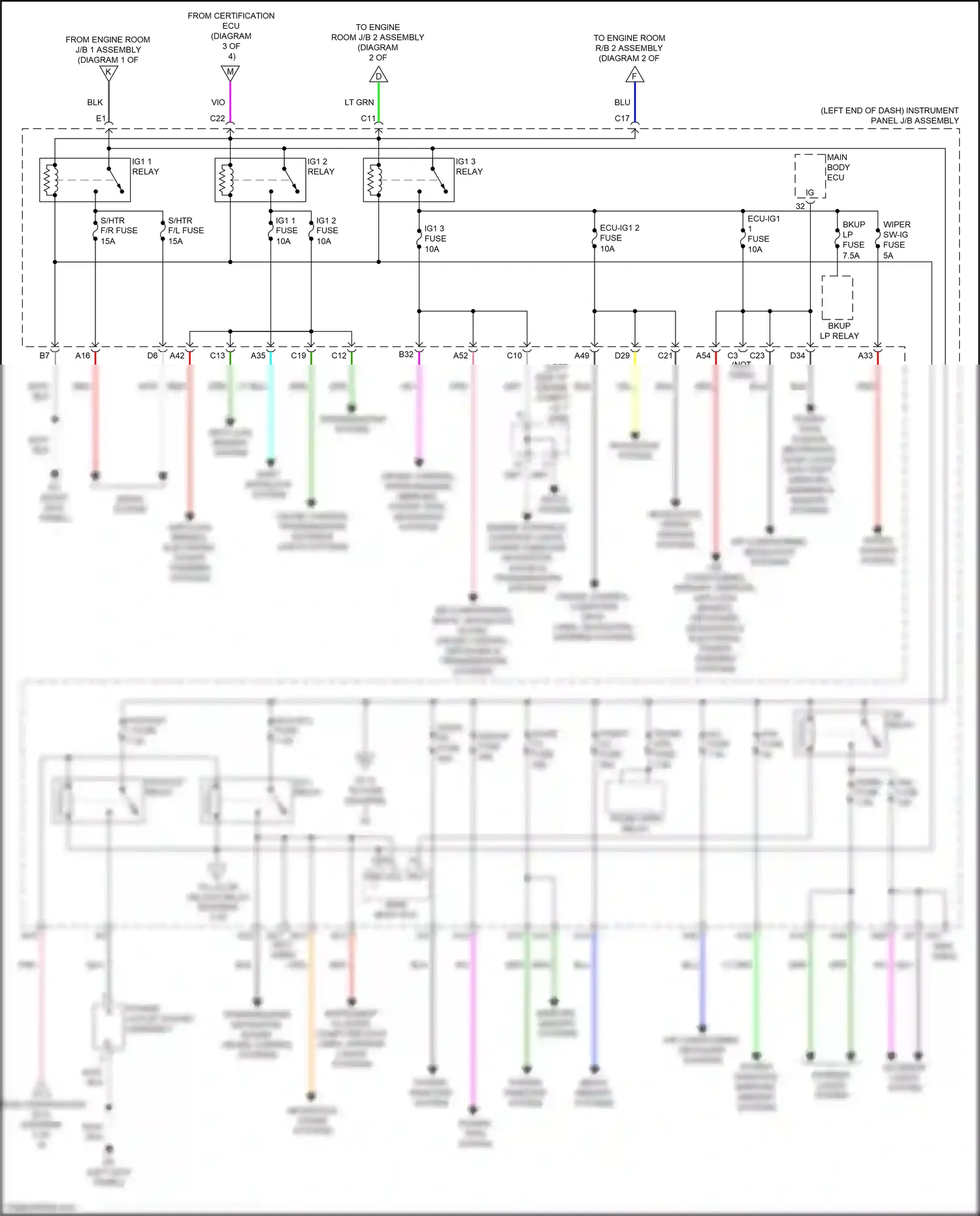 Wiring diagram mirrors, memory systems for Lexus IS III facelift (2015-2020) (2 of 2)