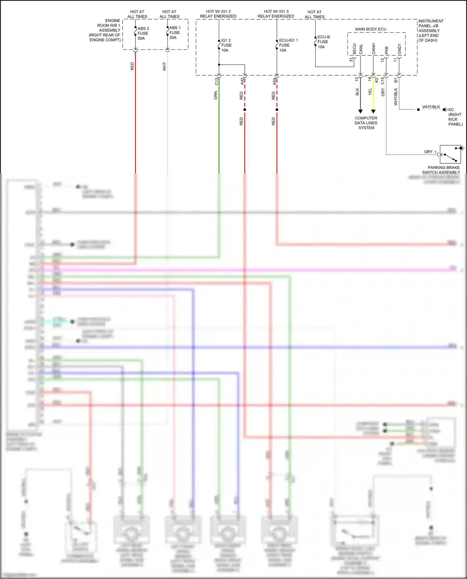 Wiring diagram right front speed sensor for Lexus IS III facelift (2015-2020) (1 of 2)