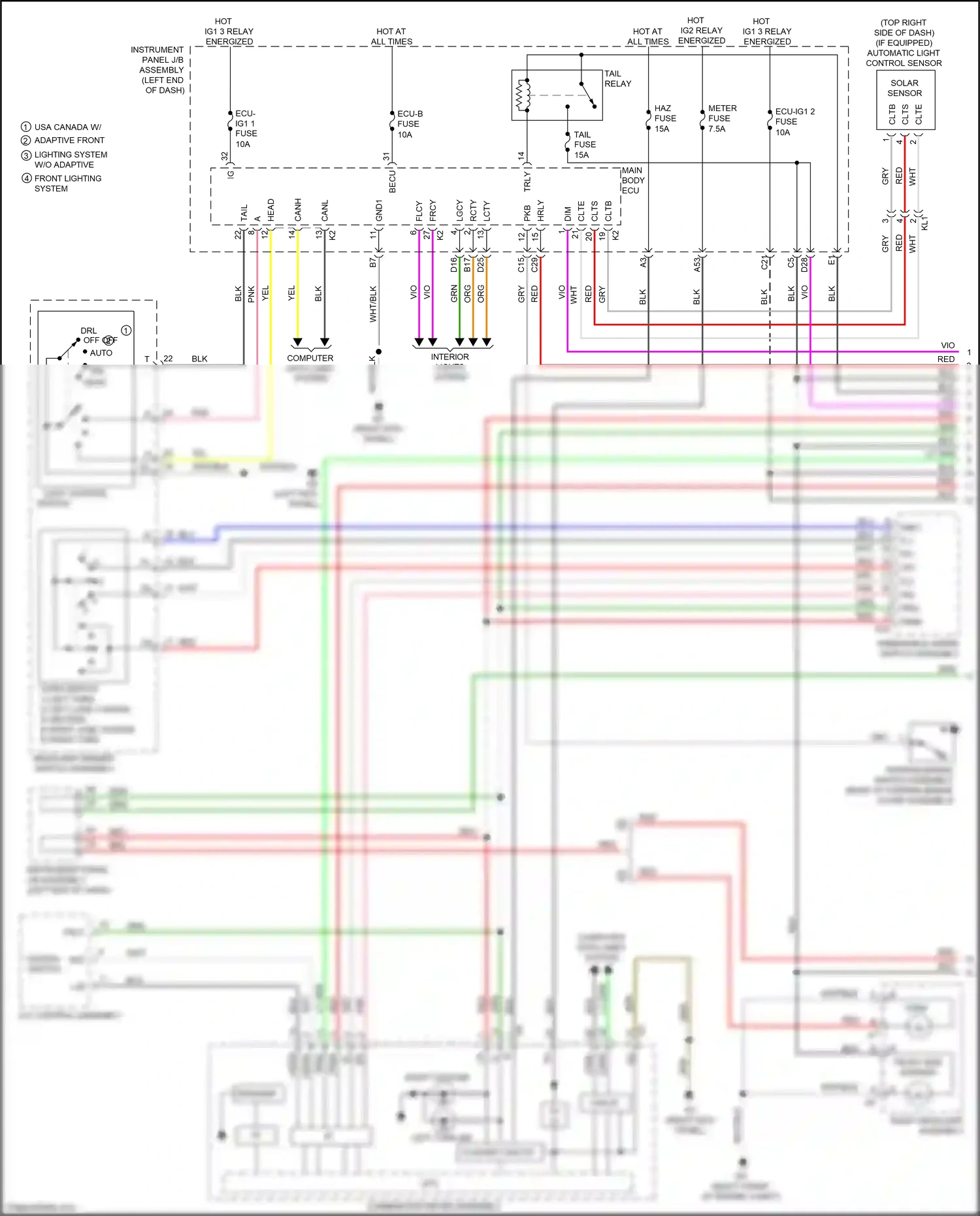 Wiring diagram right headlight assembly for Lexus IS III facelift (2015-2020) (1 of 5)