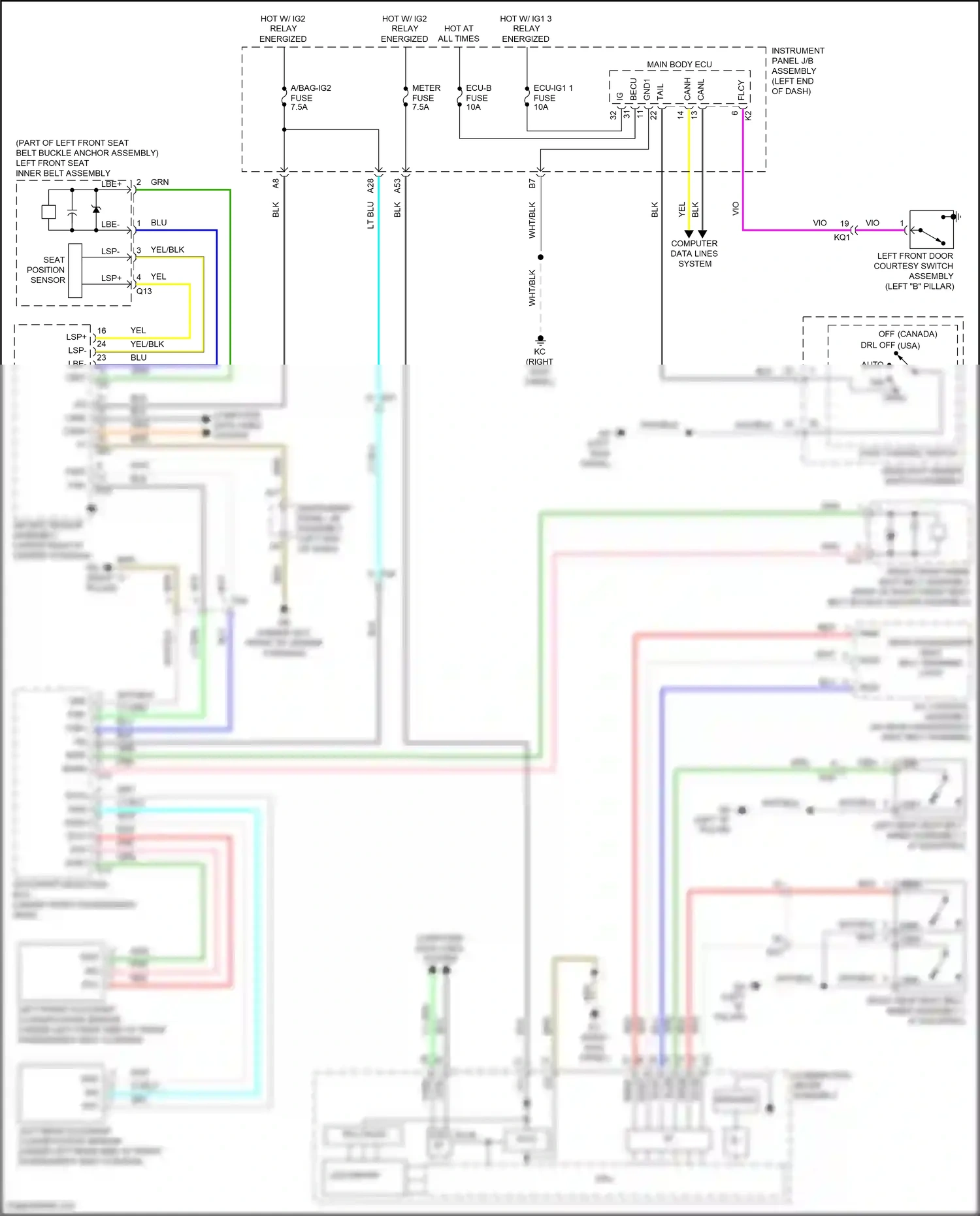 Wiring diagram seat position sensor for Lexus IS III facelift (2015-2020) (1 of 1)