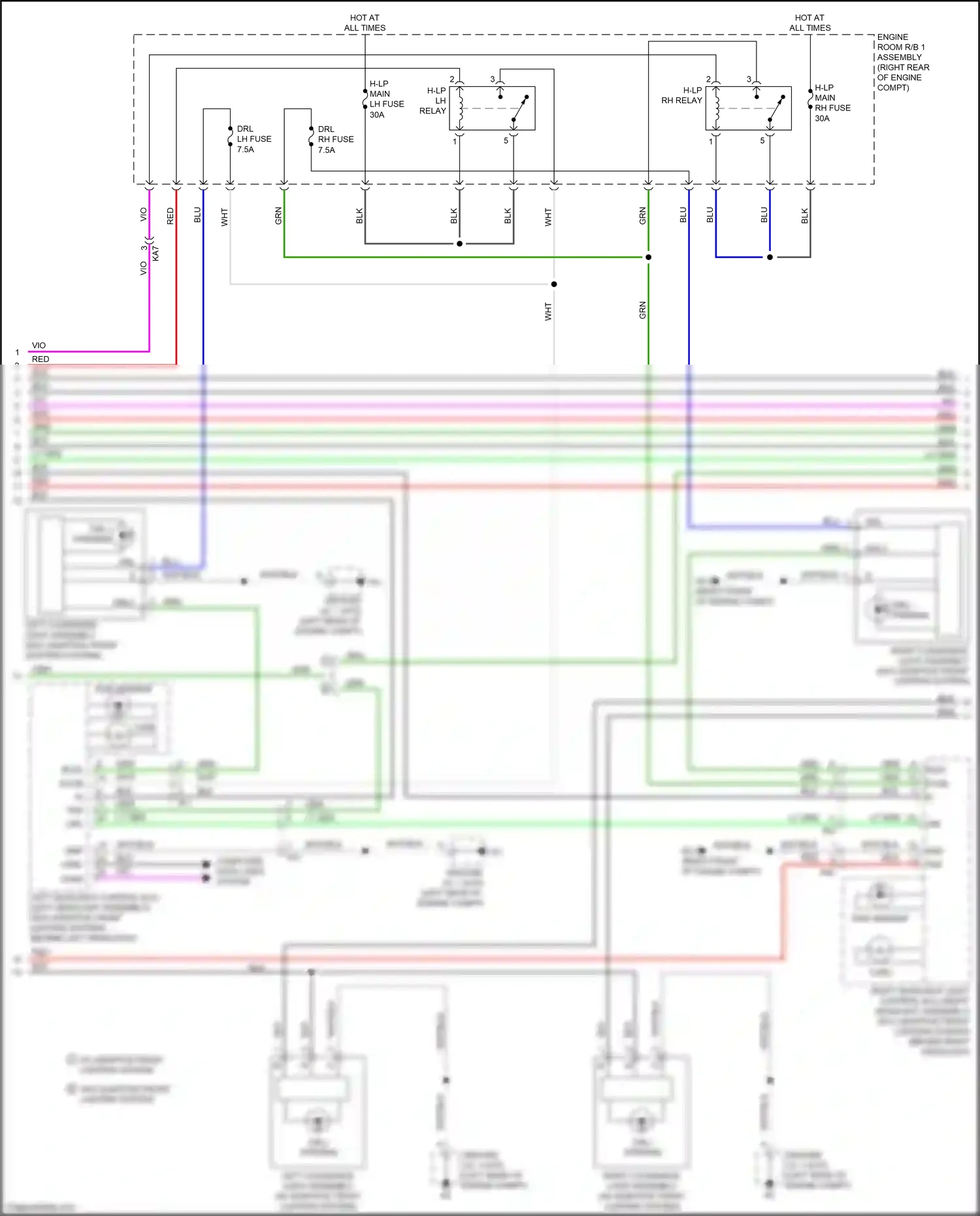 Wiring diagram w/o adaptive front-lighting system for Lexus IS III facelift (2015-2020) (2 of 5)