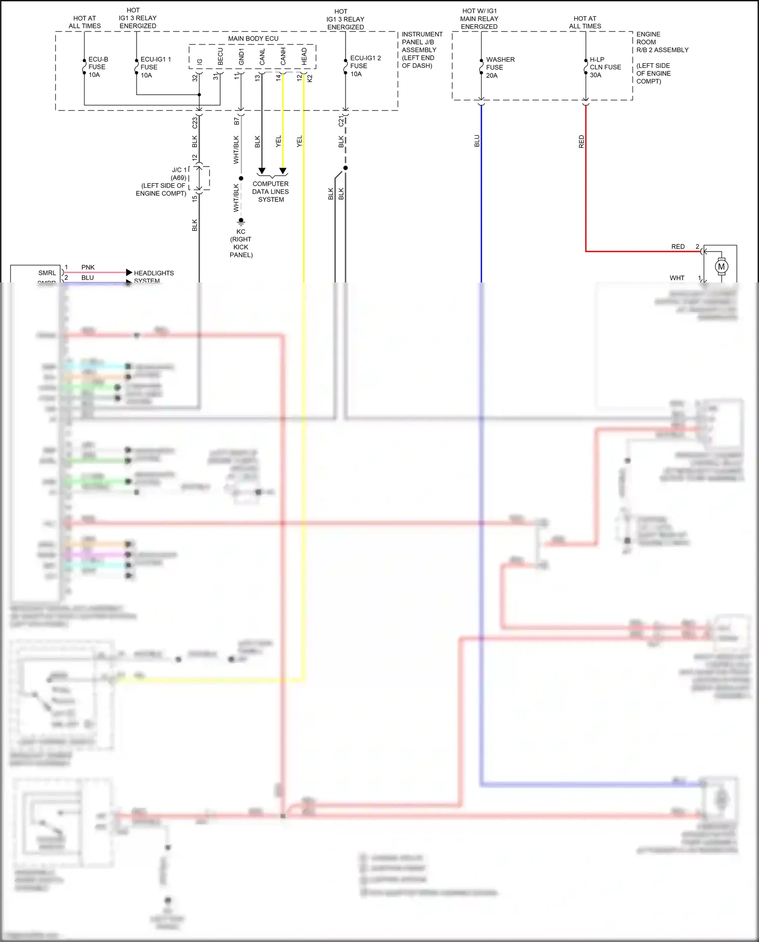 Wiring diagram w/o adaptive front-lighting system for Lexus IS III facelift (2015-2020) (5 of 5)