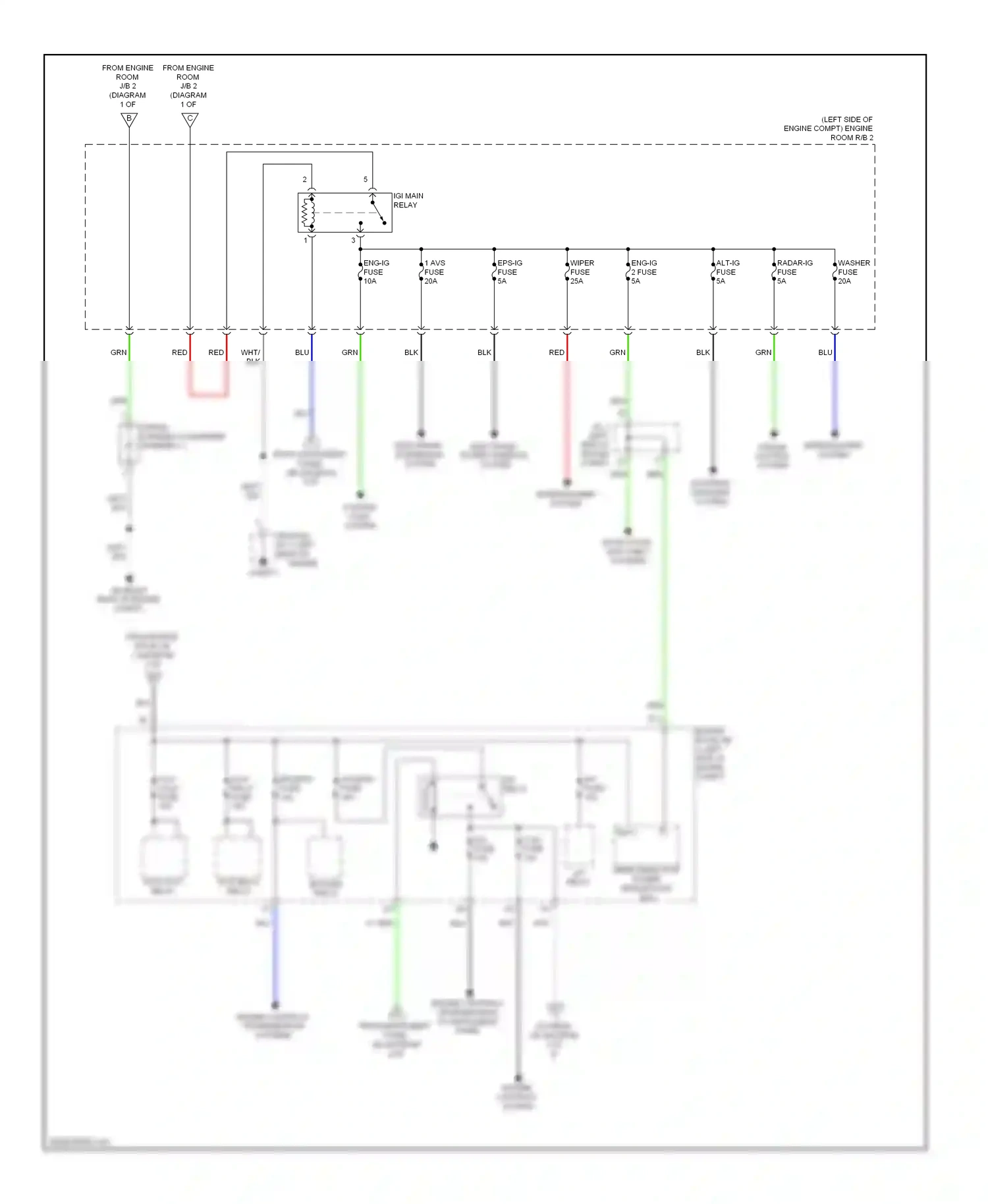 Wiring diagram engine room j/b 2 (left side of engine for Lexus IS III (2013-2016) (1 of 1)