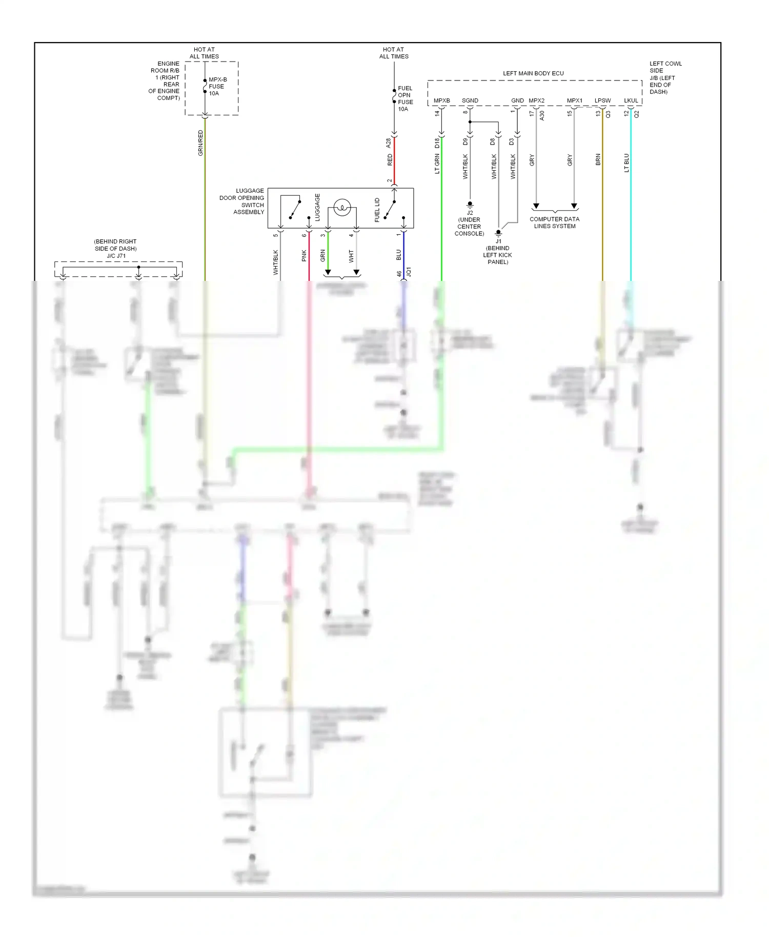 Wiring diagram fuel lid for Lexus IS III (2013-2016) (1 of 1)