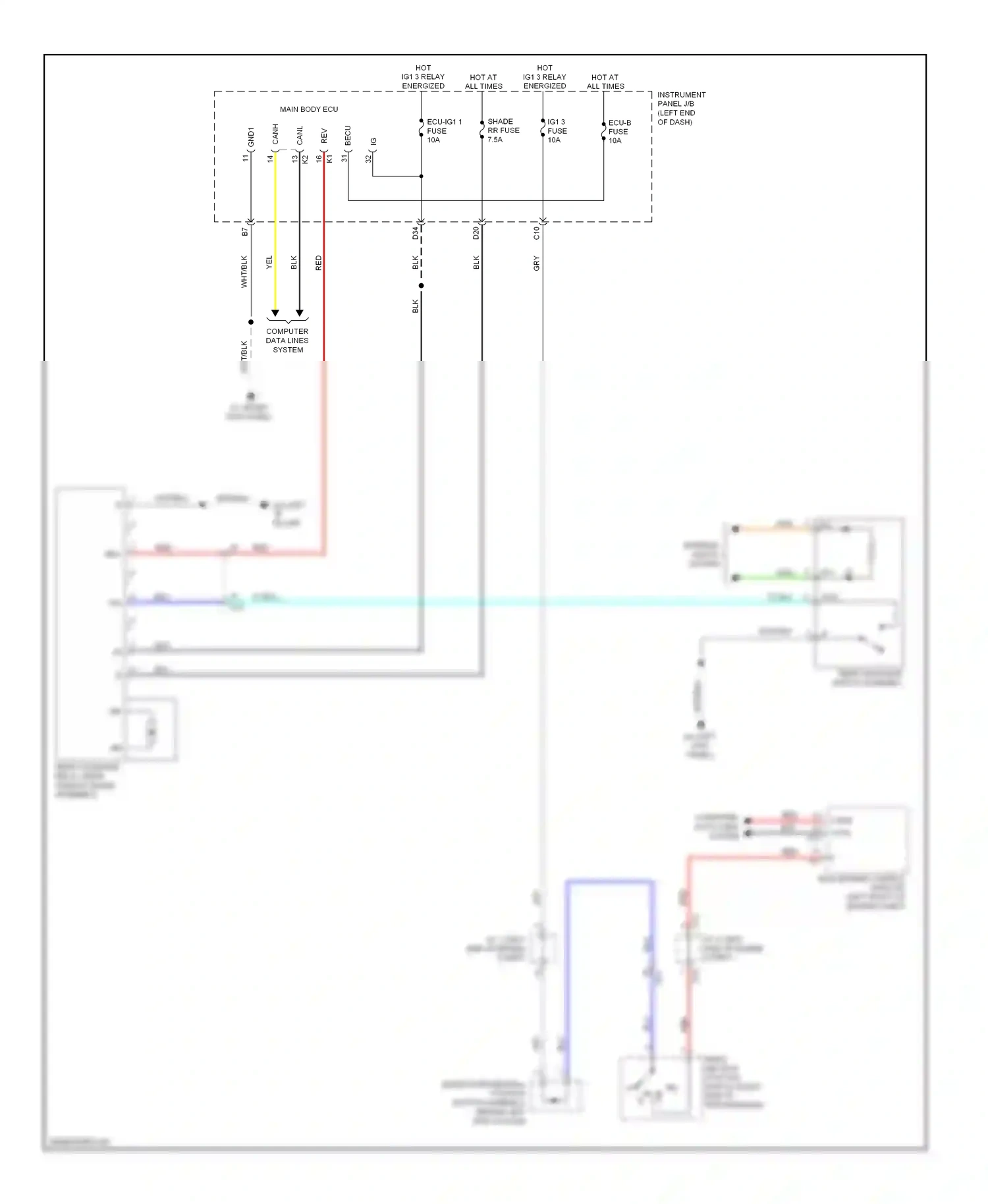 Wiring diagram hot w/ for Lexus IS III (2013-2016) (10 of 21)