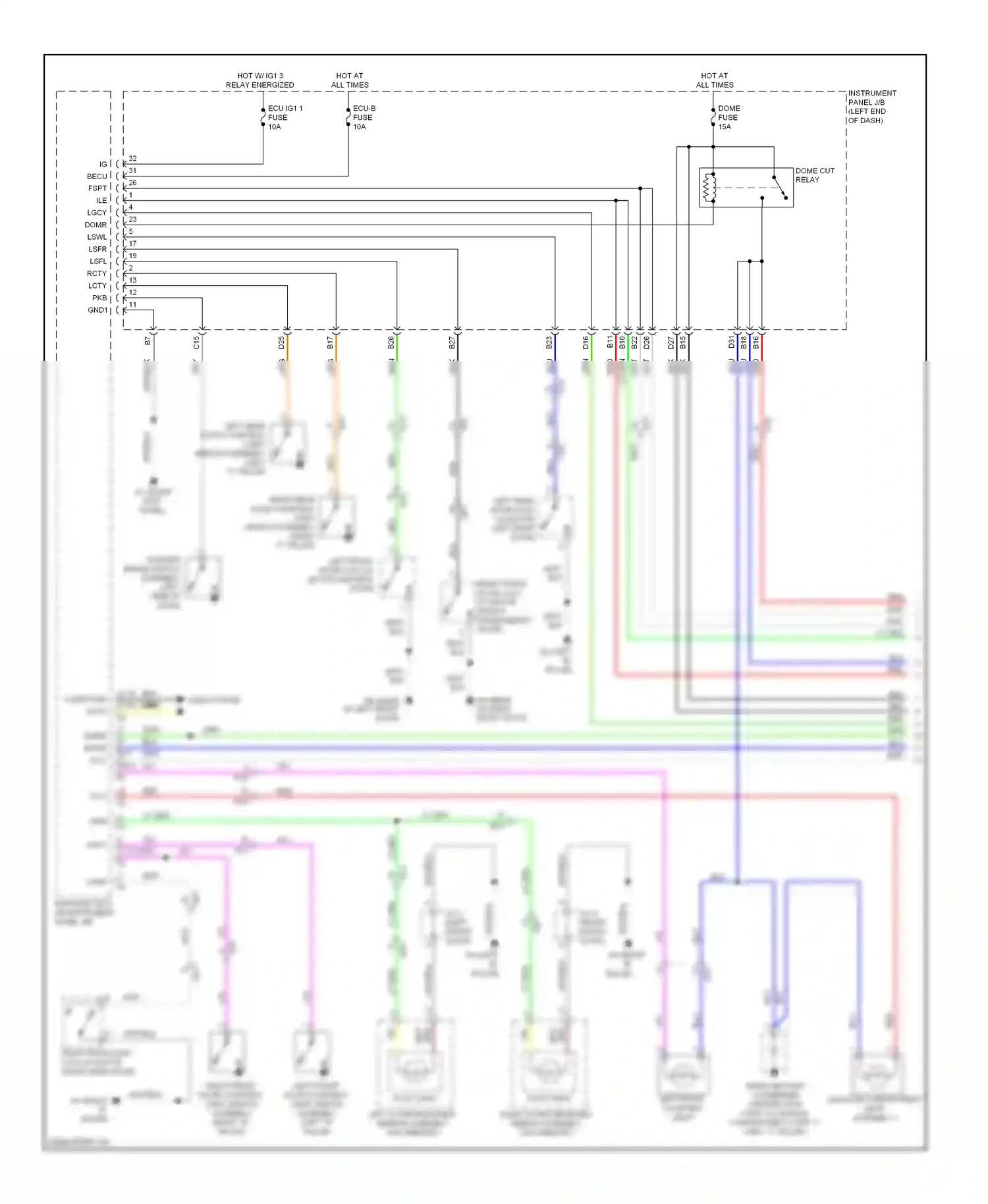 Wiring diagram left front courtesy light for Lexus IS III (2013-2016) (1 of 1)