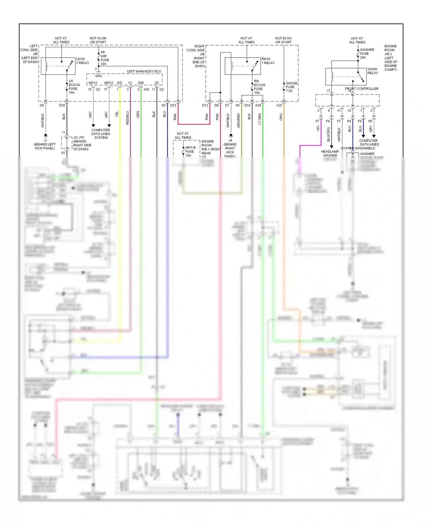 Wiring diagram left main body ecu for Lexus IS III (2013-2016) (2 of 19)