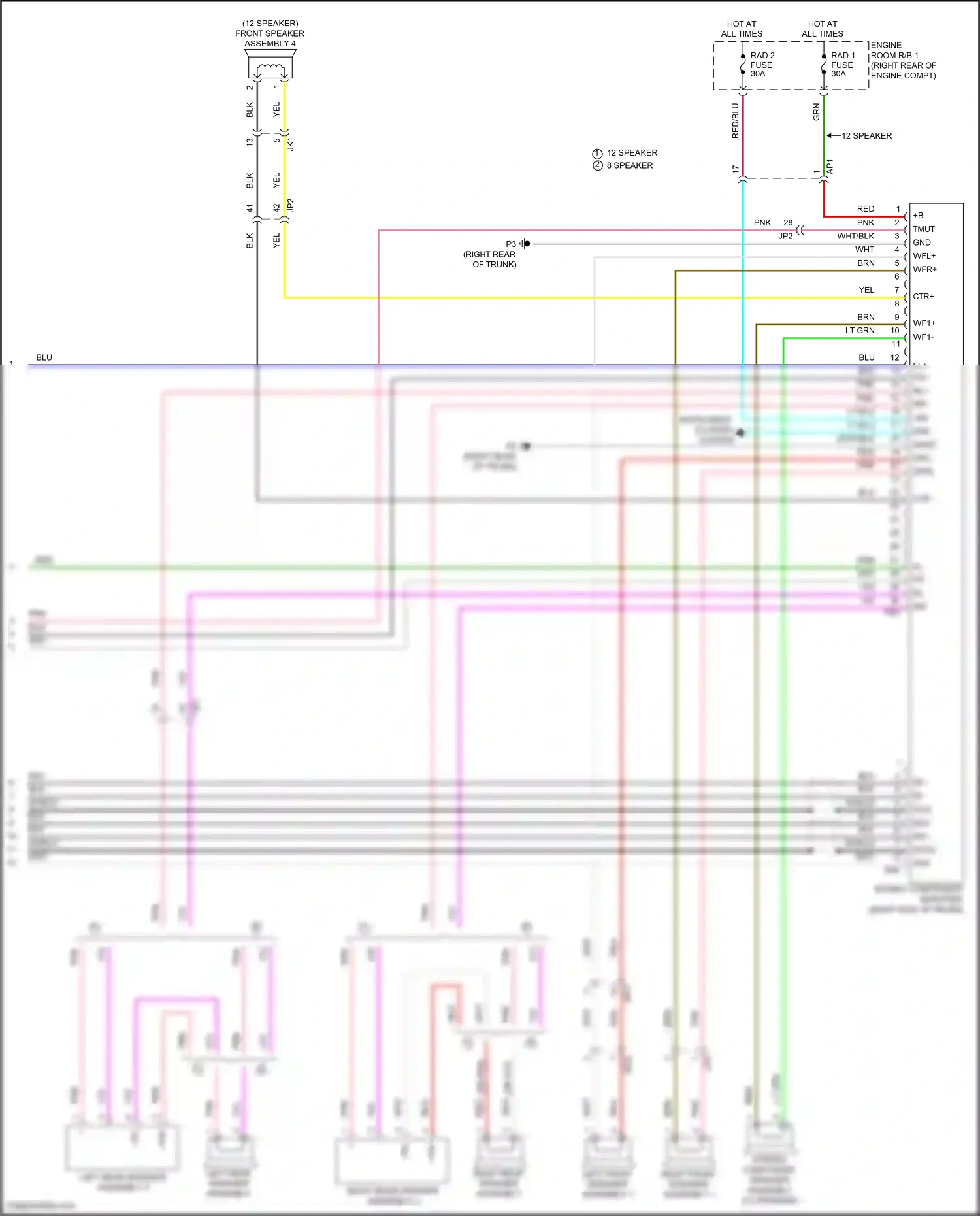 Wiring diagram left rear speaker assembly 2 for Lexus IS III (2013-2016) (7 of 9)