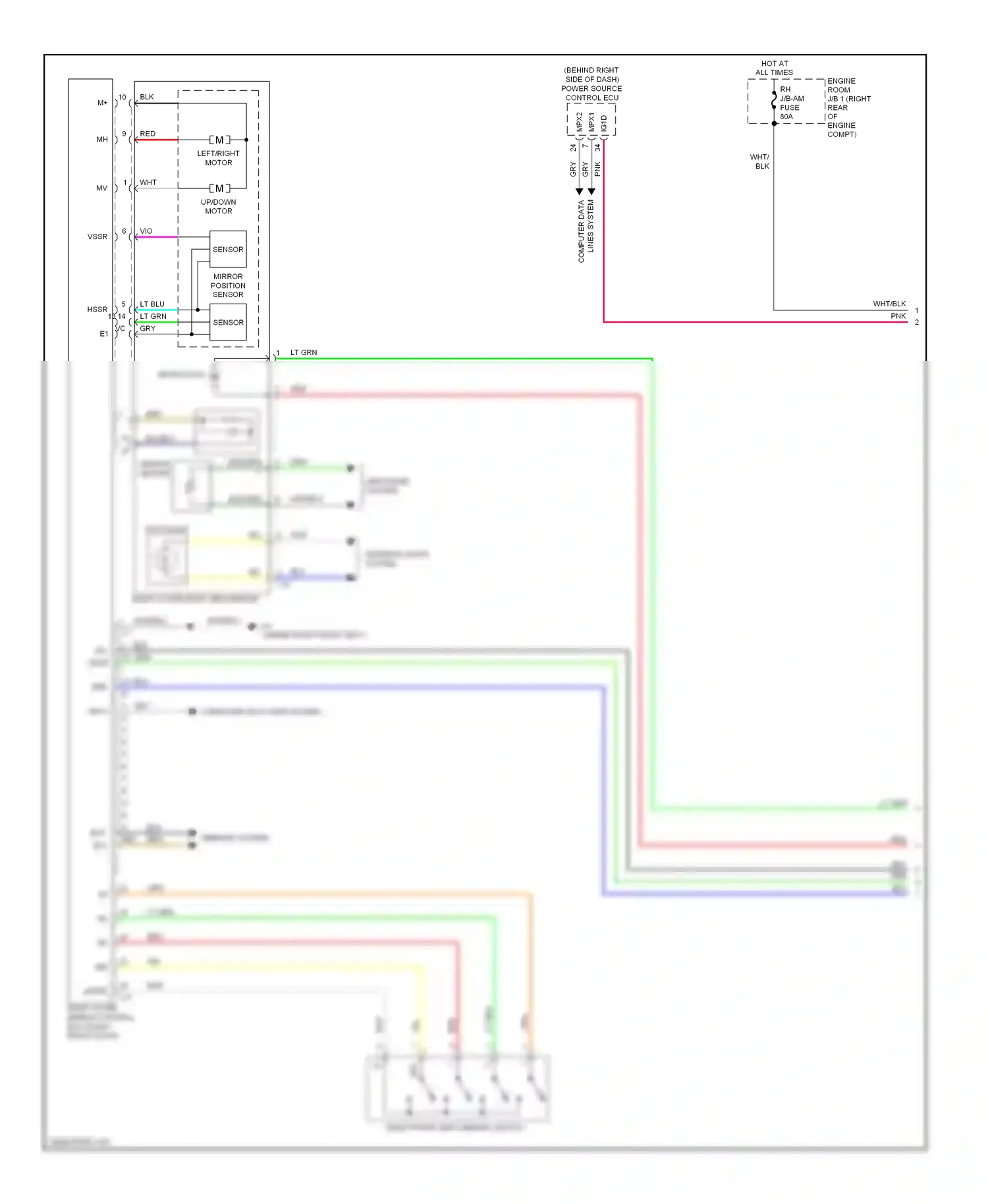 Wiring diagram mirror heater for Lexus IS III (2013-2016) (2 of 5)