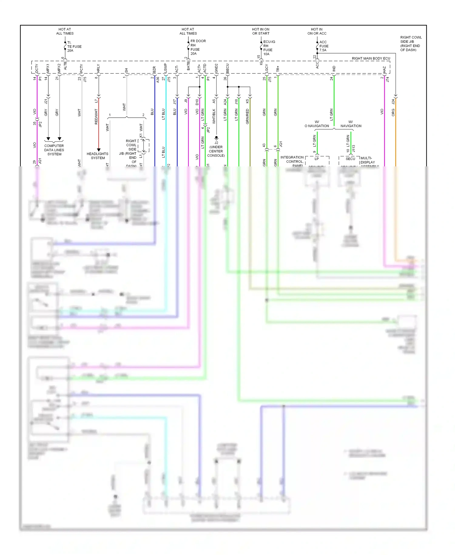 Wiring diagram multi- display assembly secu for Lexus IS III (2013-2016) (1 of 2)