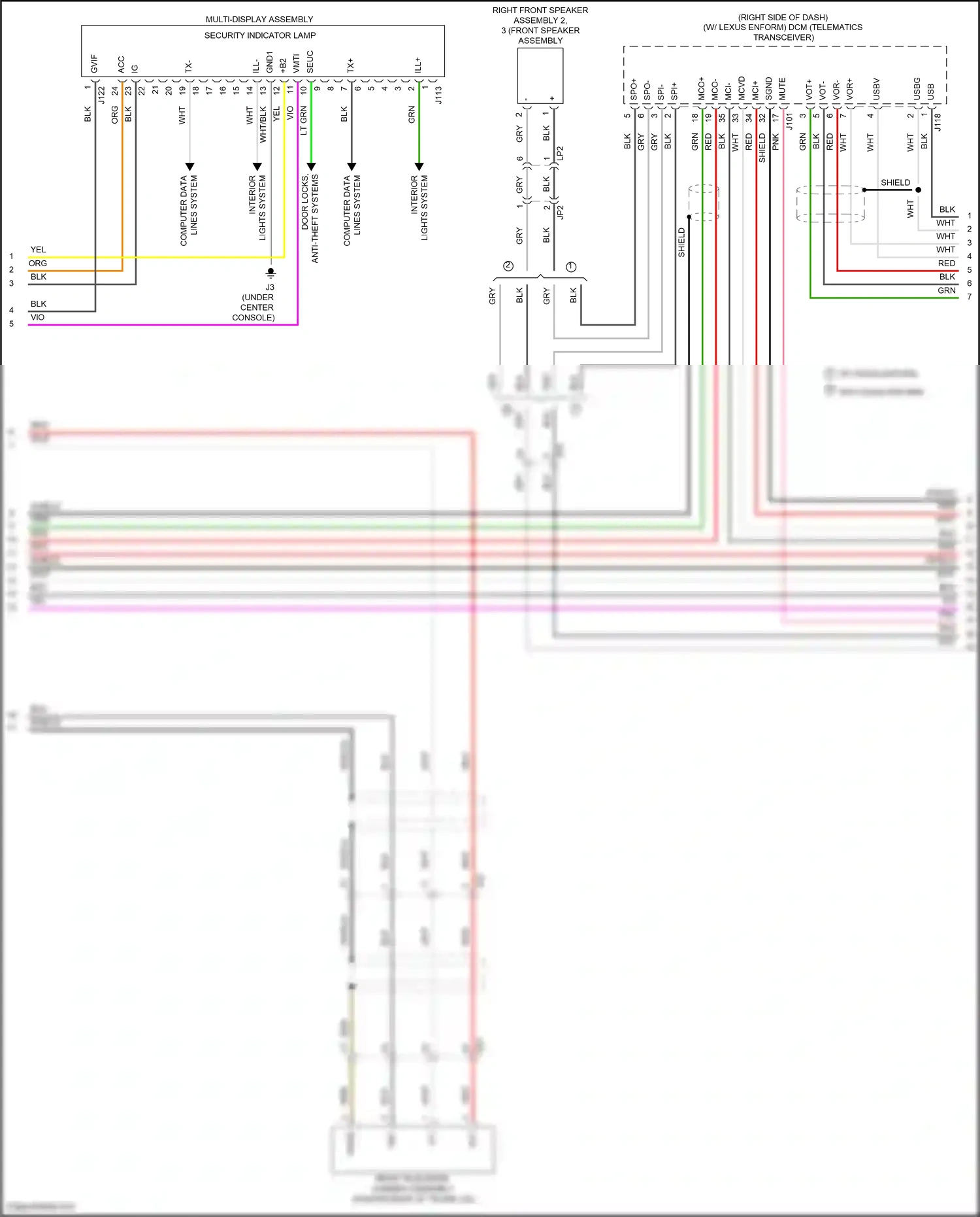 Wiring diagram multi-display assembly security indicator lamp for Lexus IS III (2013-2016) (3 of 3)