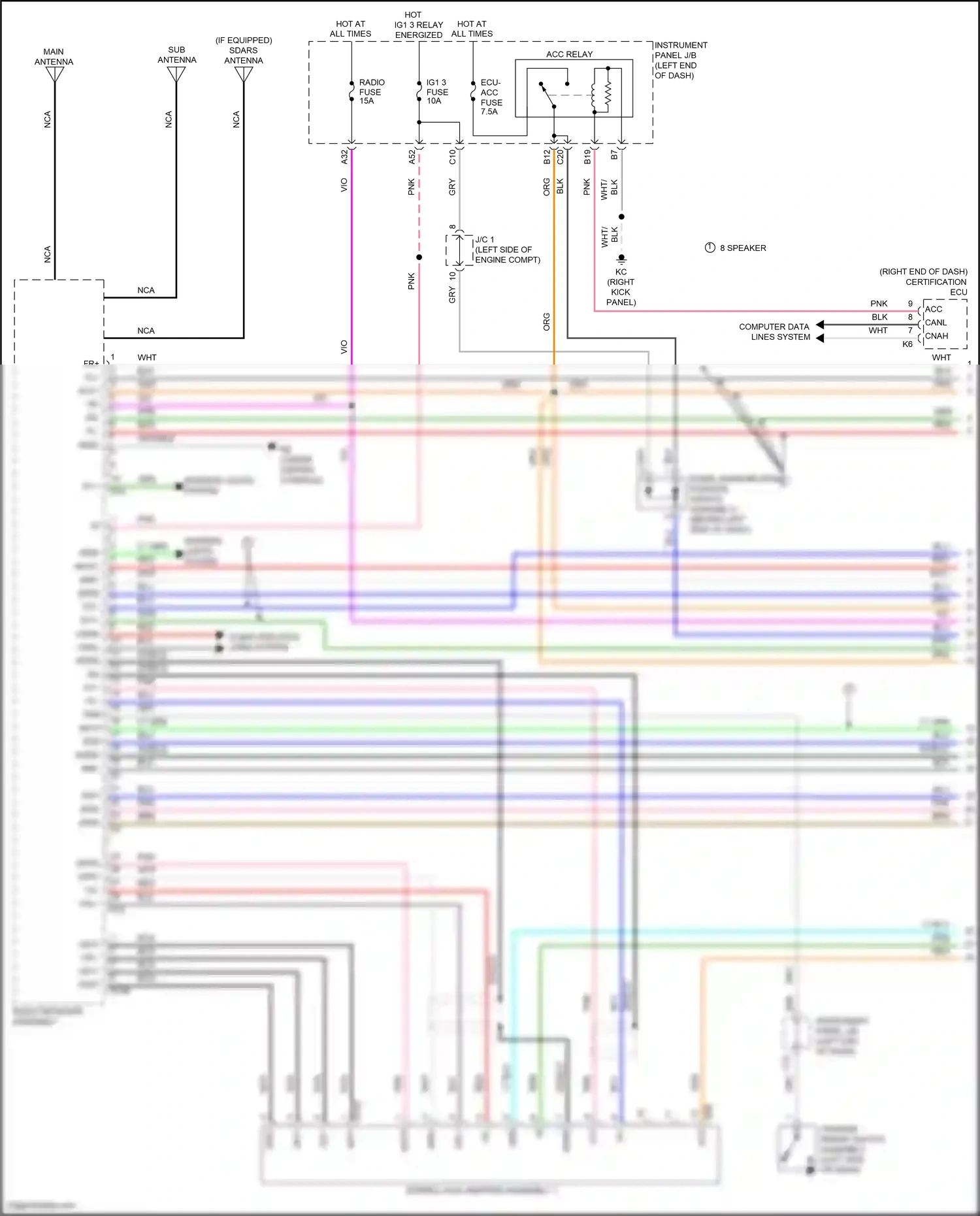 Wiring diagram parking brake switch assembly for Lexus IS III (2013-2016) (3 of 3)