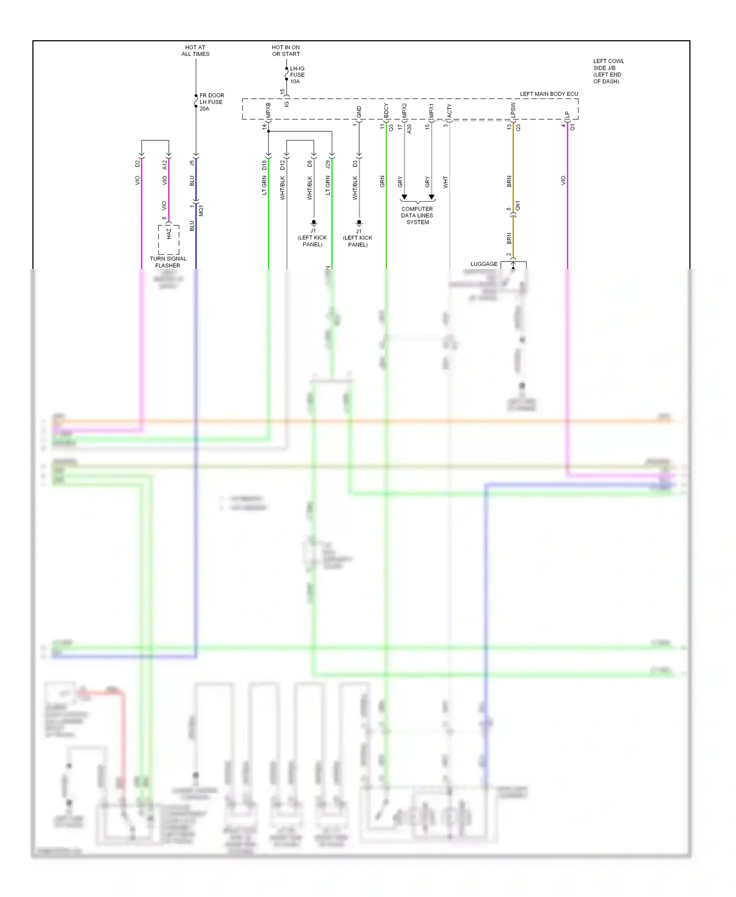 Wiring diagram right dome for Lexus IS III (2013-2016) (1 of 2)