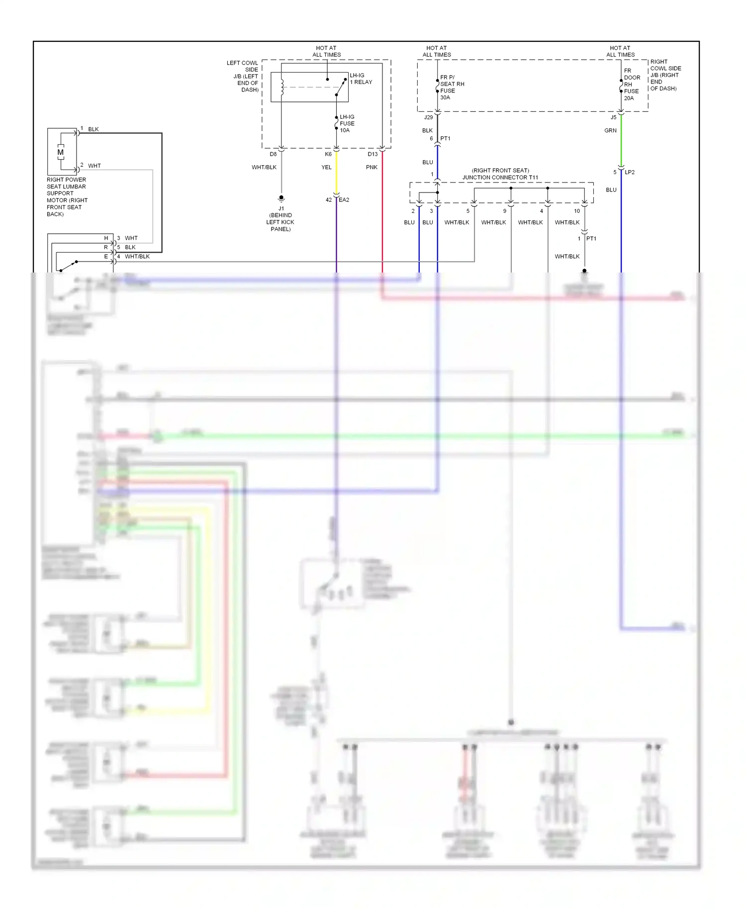 Wiring diagram right front lumbar power seat switch for Lexus IS III (2013-2016) (3 of 3)