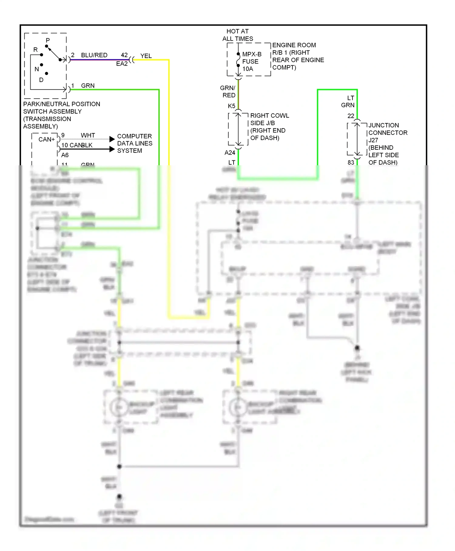Wiring diagram right rear combination backup light light assembly for Lexus IS III (2013-2016) (1 of 1)