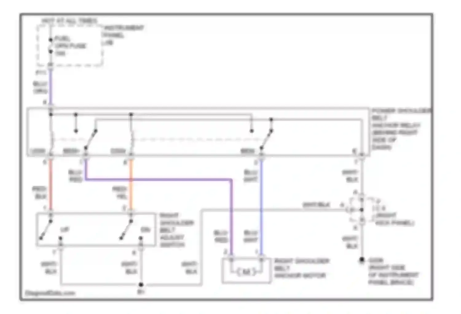 LS Lexus II (1994-2000): Power shoulder belt anchorage circuit