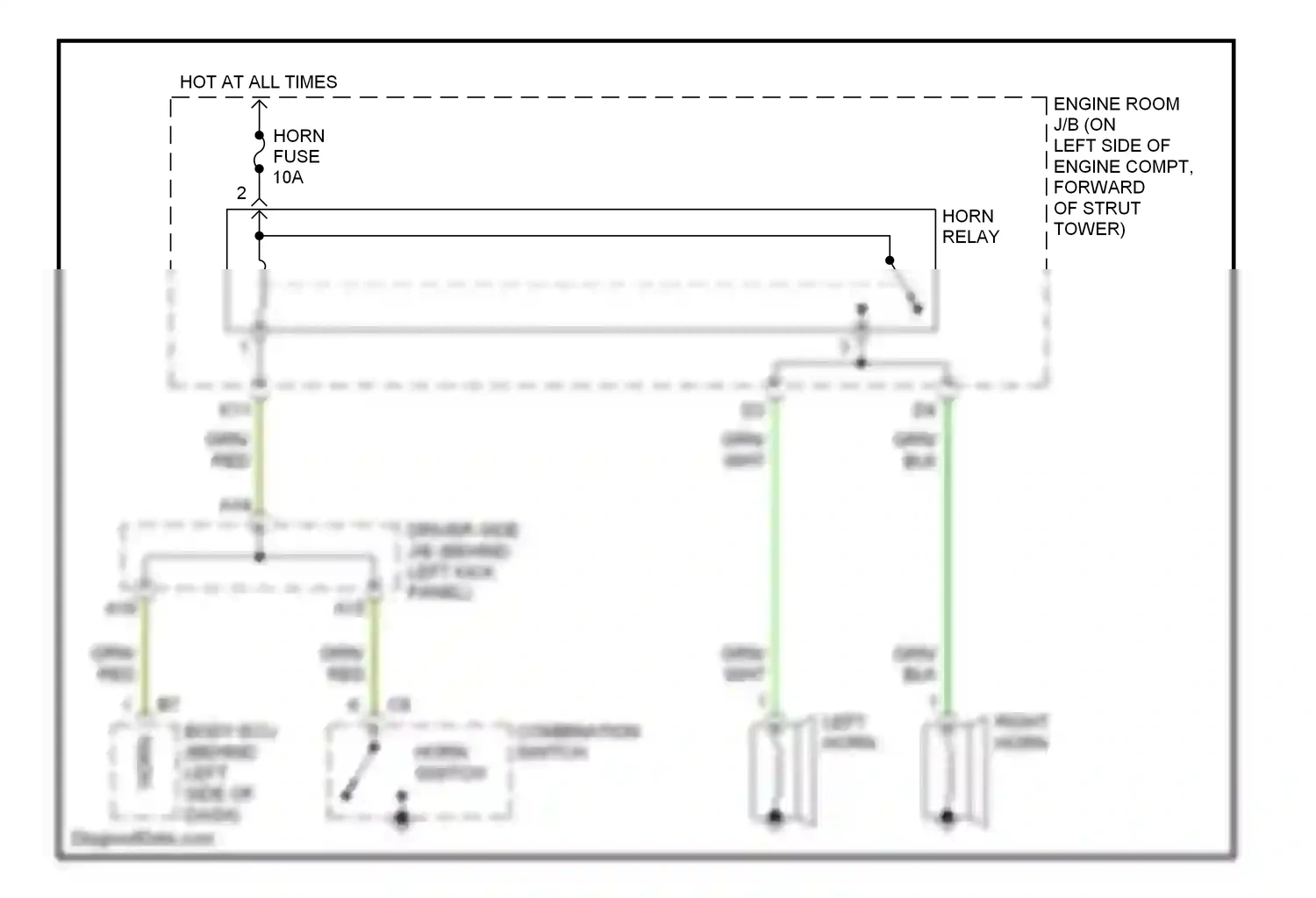 Lexus LS II (1994-2000) driver side j/b (behind left kick panel) wiring diagram  (3 of 5)