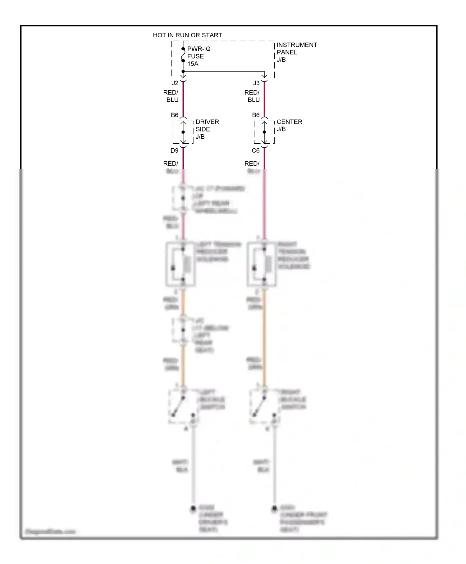 Lexus LS II (1994-2000) left buckle switch wiring diagram  (1 of 2)