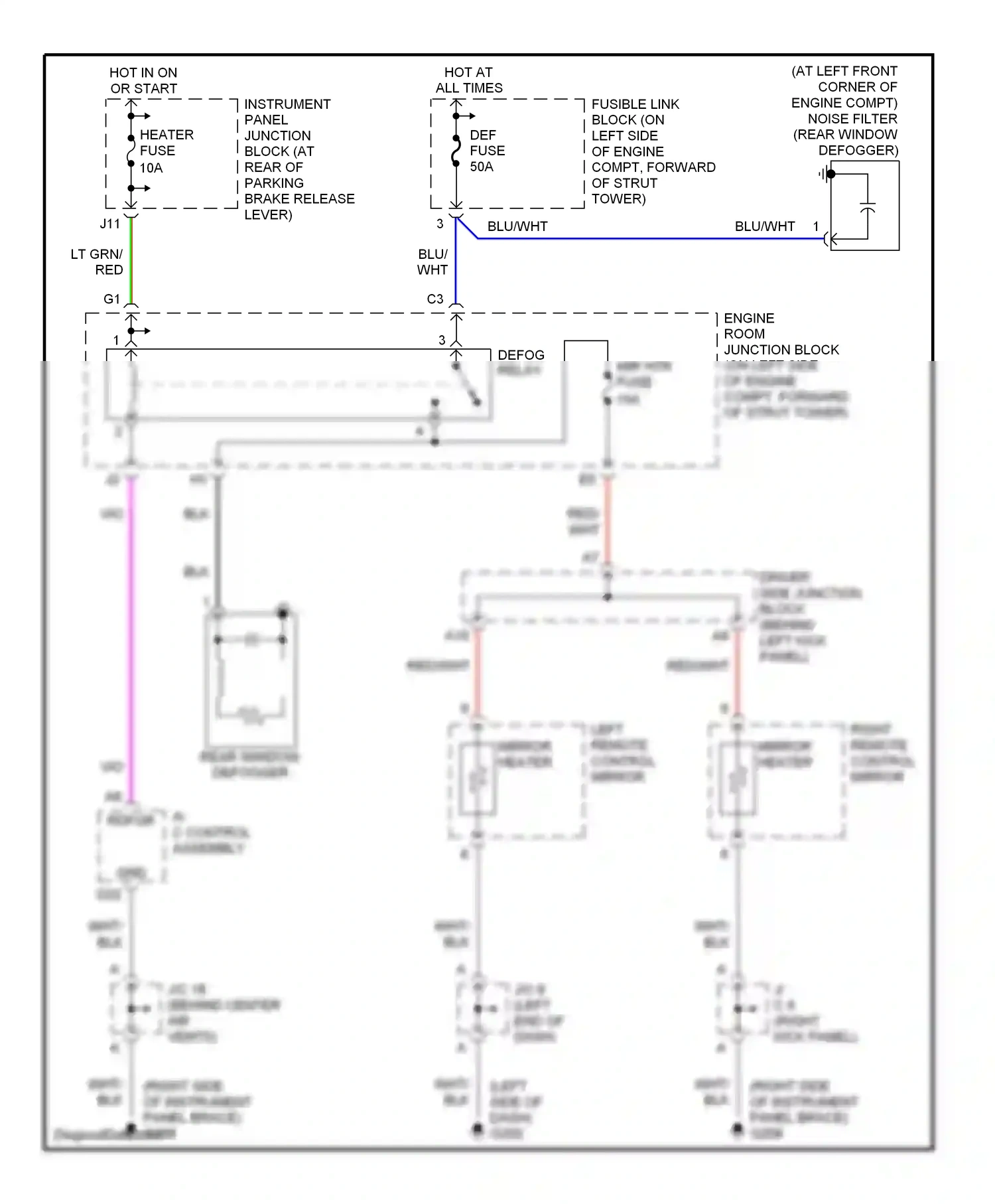 Lexus LS II (1994-2000) right remote control mirror wiring diagram  (1 of 4)
