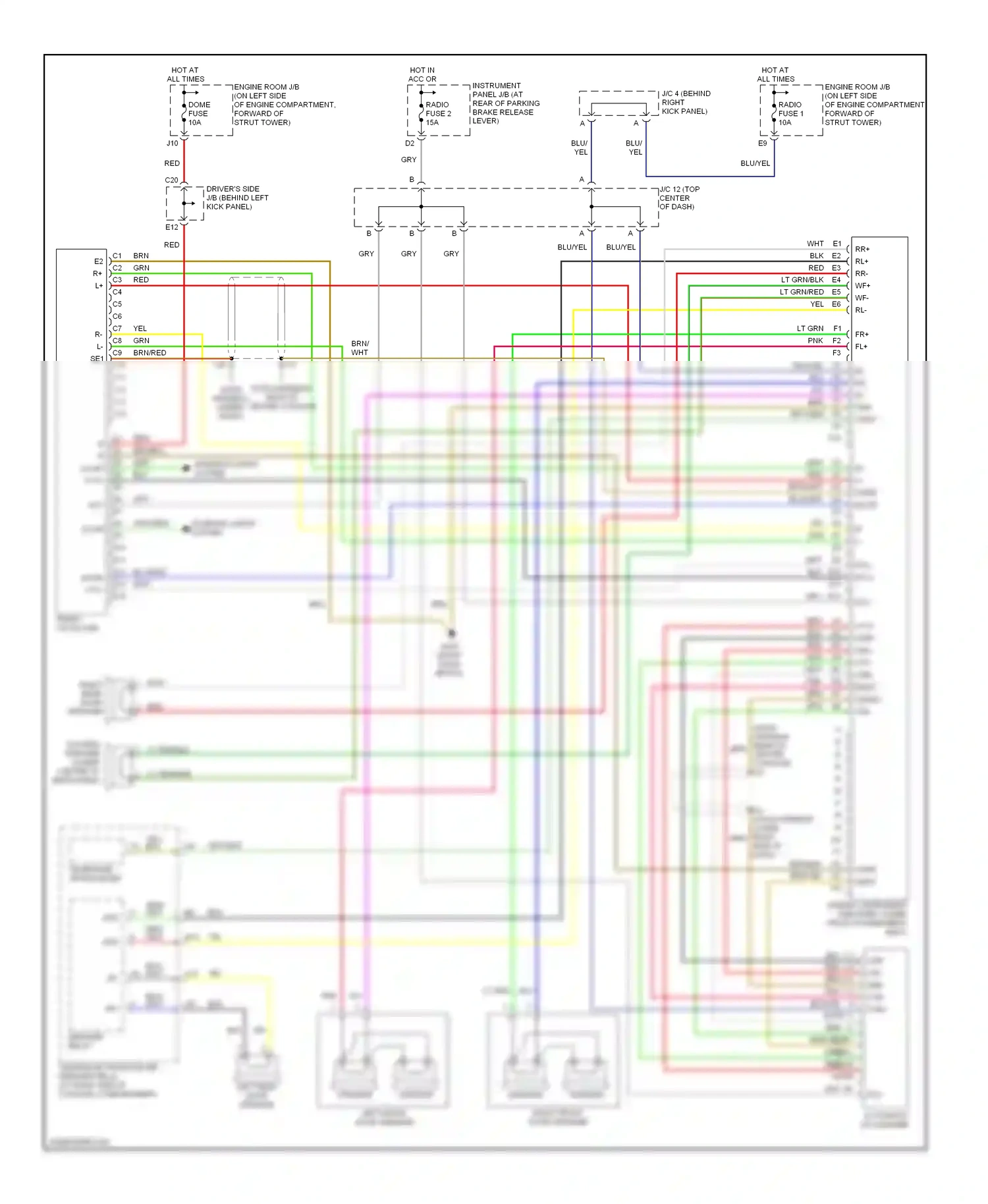 Lexus LS II (1994-2000) speaker wiring diagram  (2 of 3)