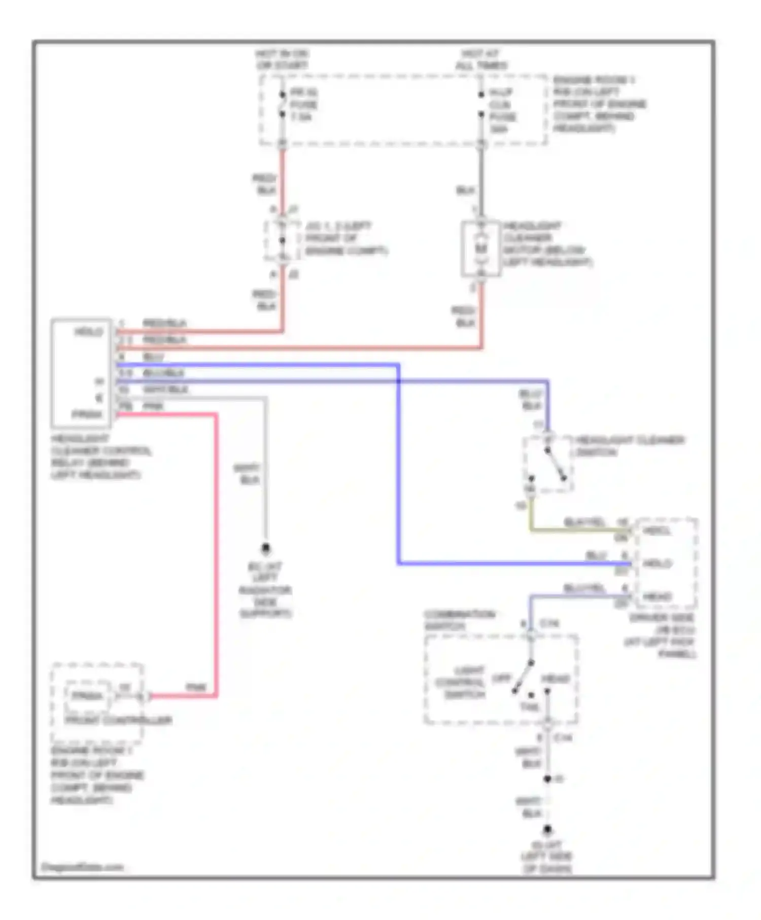 LS Lexus III facelift (2003-2006): Headlamp washer circuit