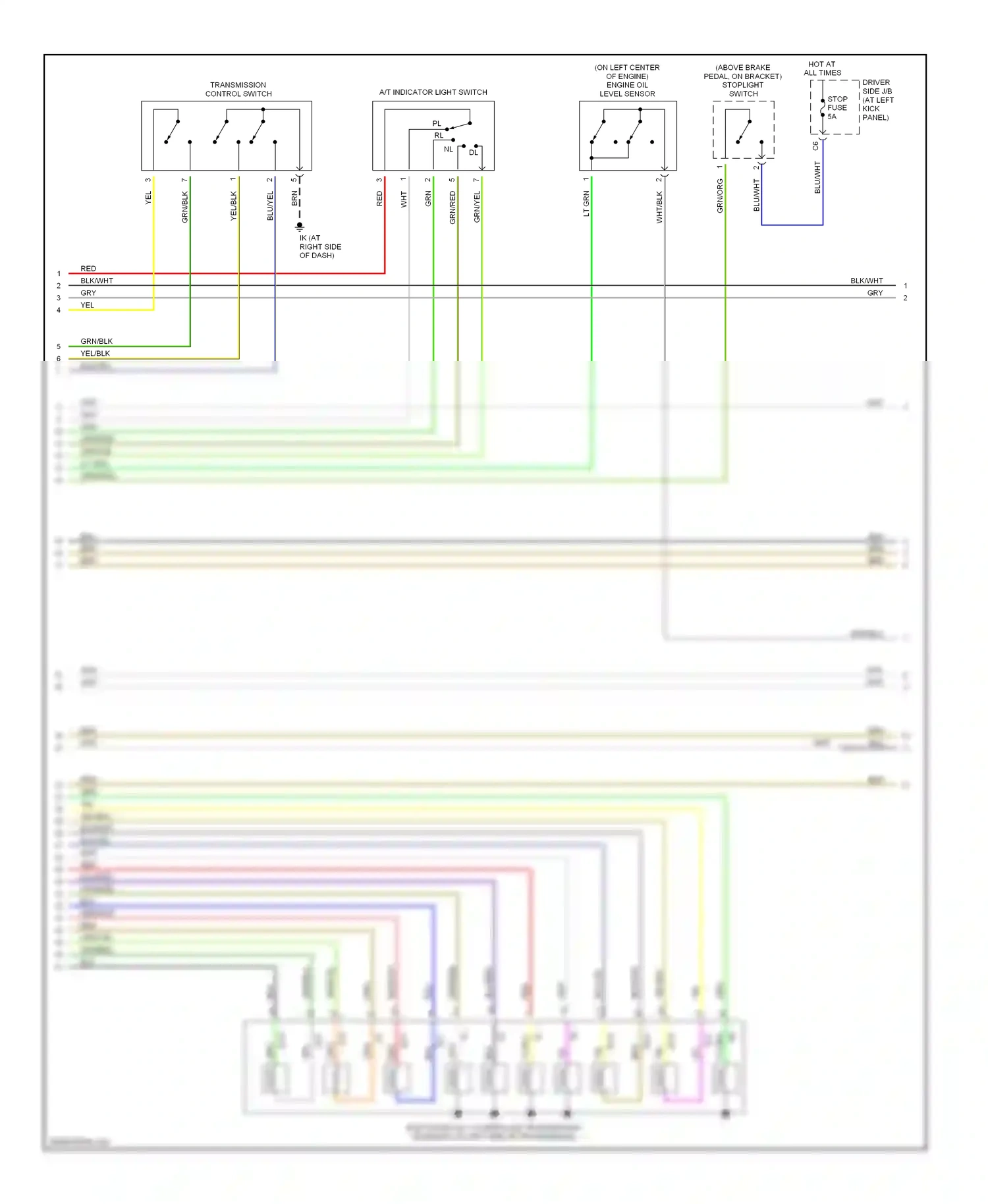 Lexus LS III facelift (2003-2006) a/t indicator light switch wiring diagram  (1 of 2)