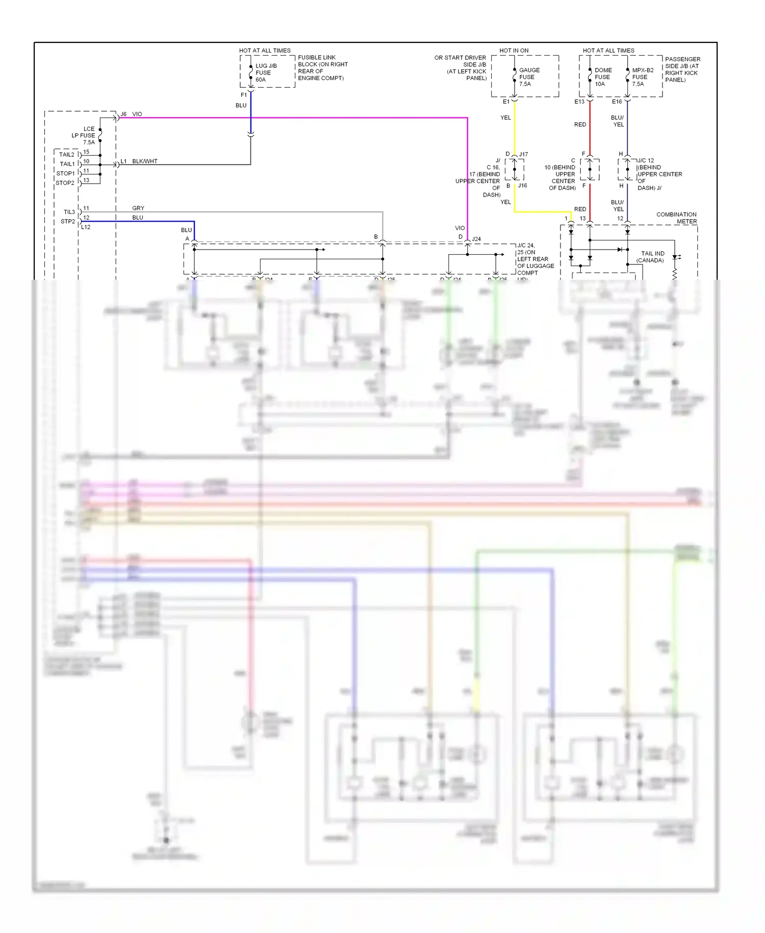 Lexus LS III facelift (2003-2006) combination meter wiring diagram  (8 of 25)