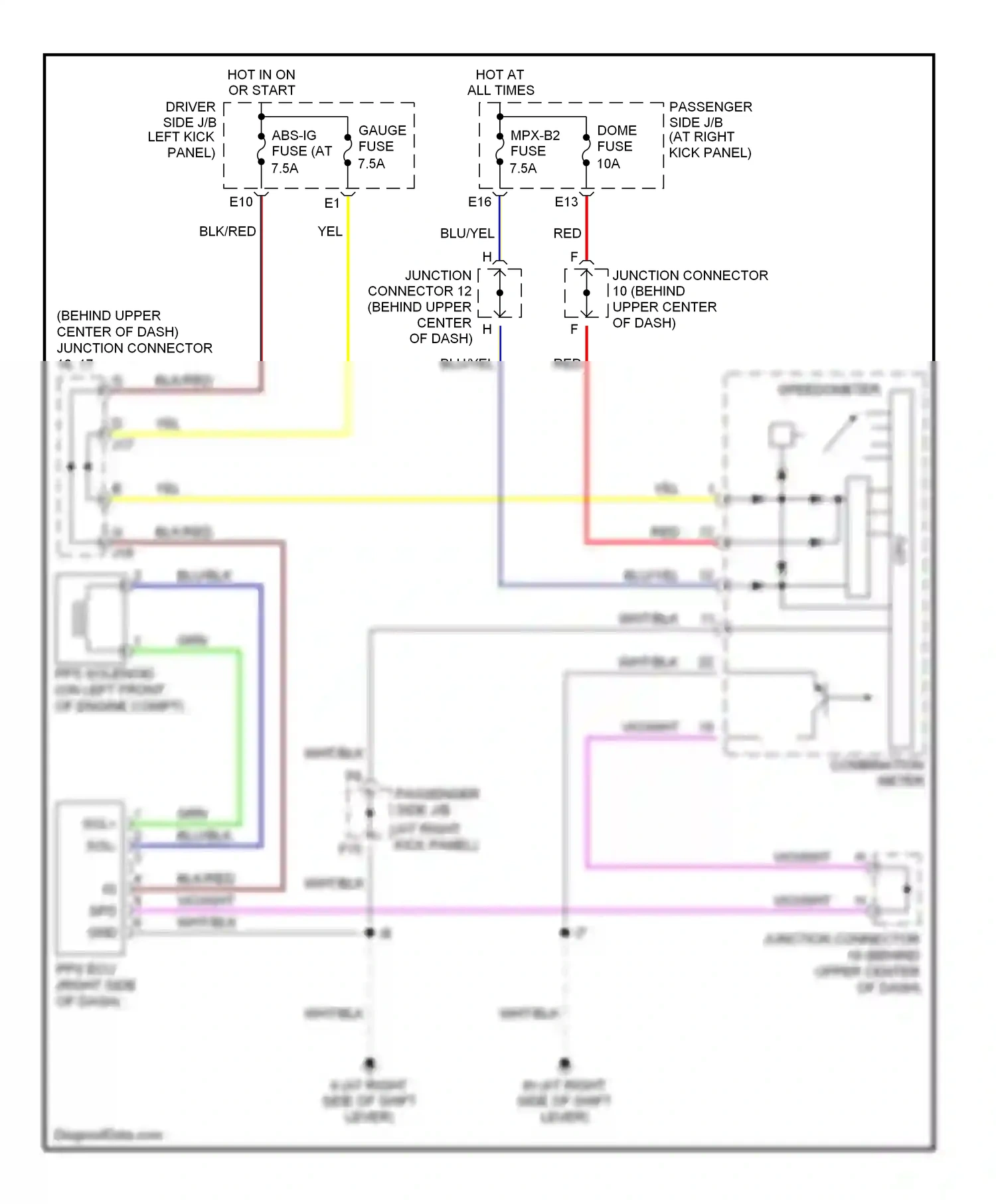 Lexus LS III facelift (2003-2006) combination meter wiring diagram  (6 of 25)