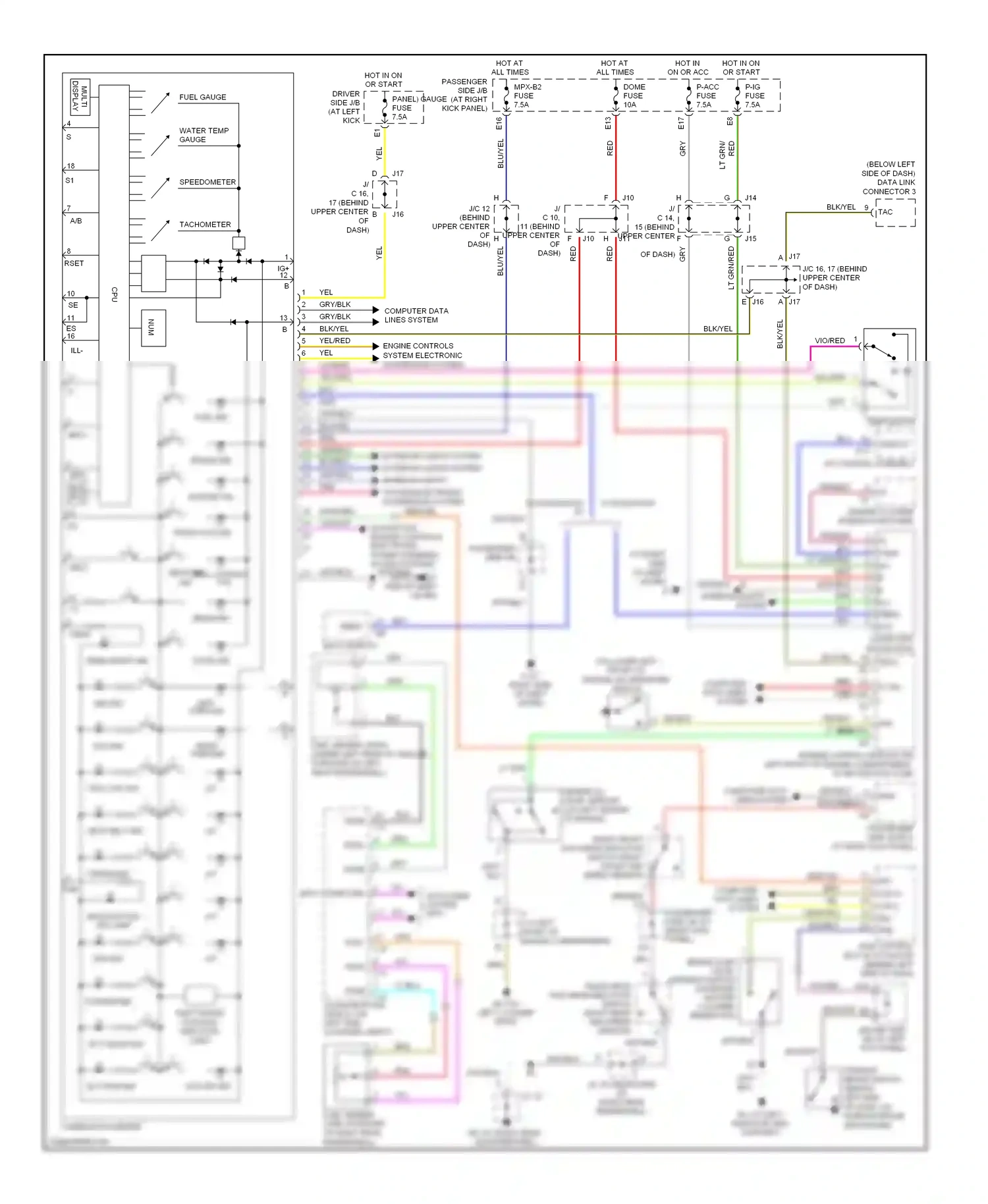 Lexus LS III facelift (2003-2006) display multi wiring diagram  (1 of 1)