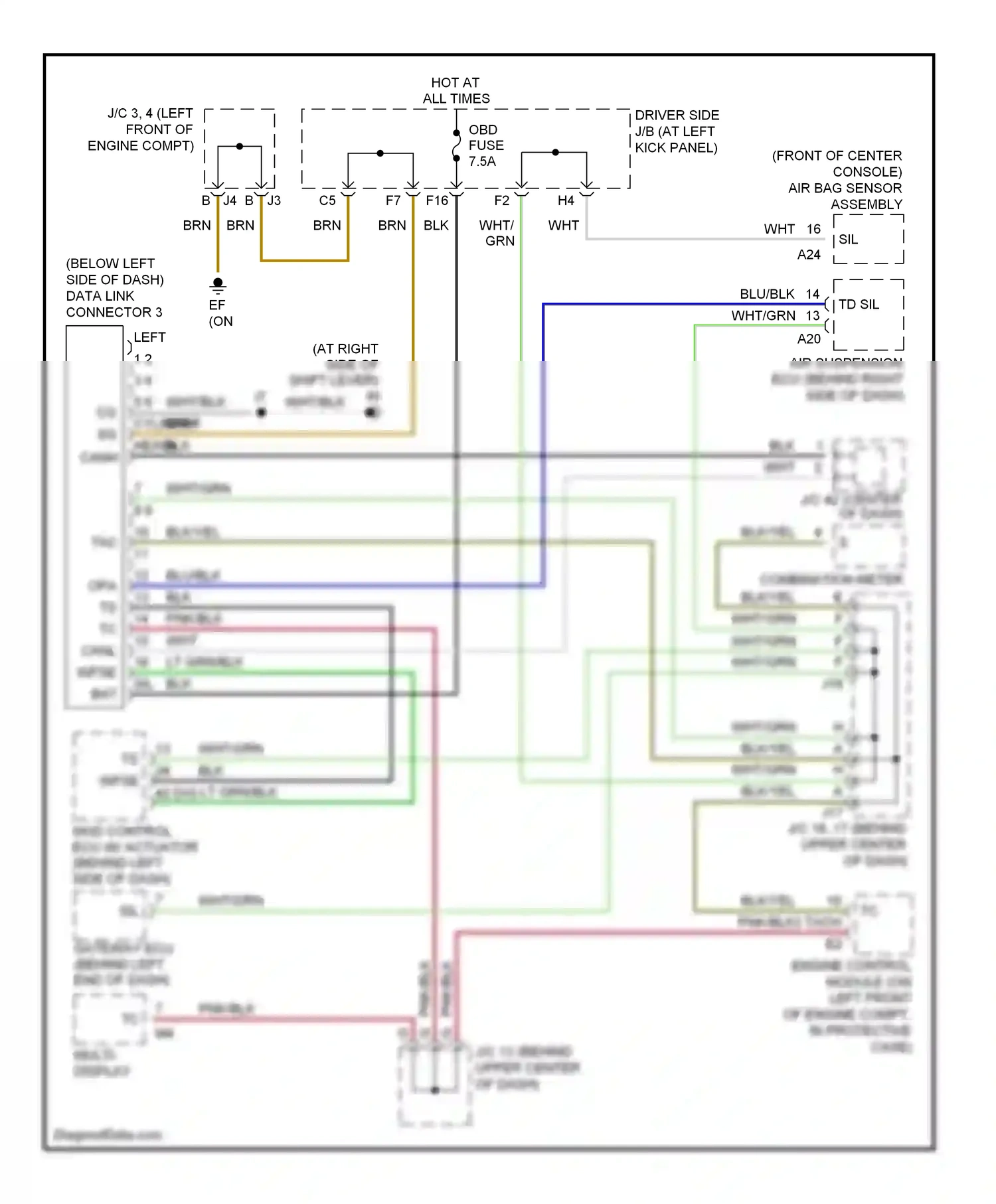 Lexus LS III facelift (2003-2006) engine control module (on left front of engine compt, in protective case) wiring diagram  (7 of 9)