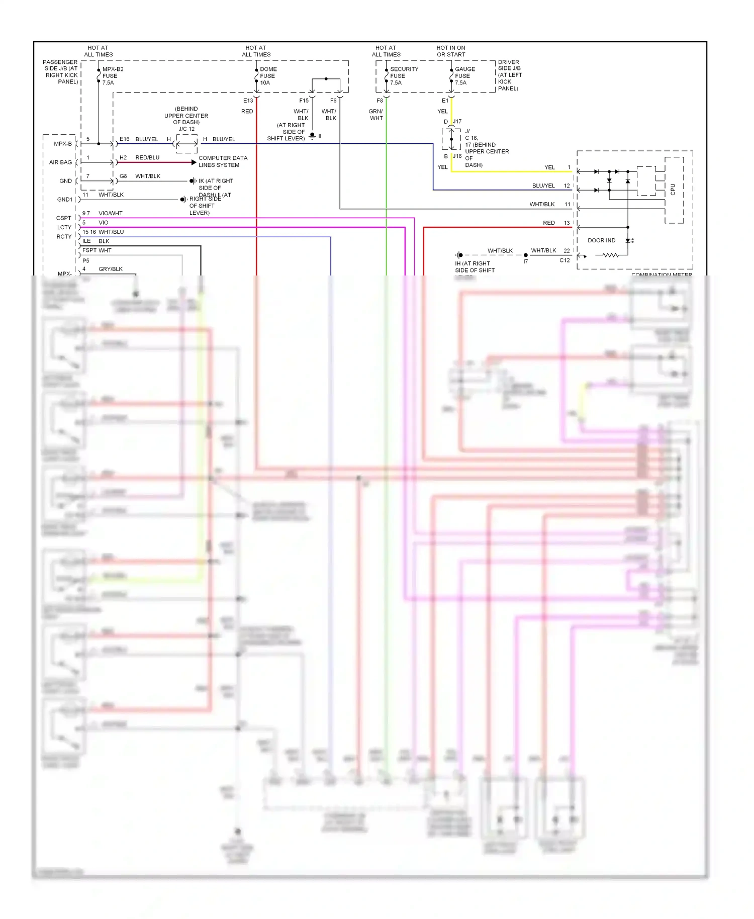 Lexus LS III facelift (2003-2006) left front vanity light wiring diagram  (1 of 1)