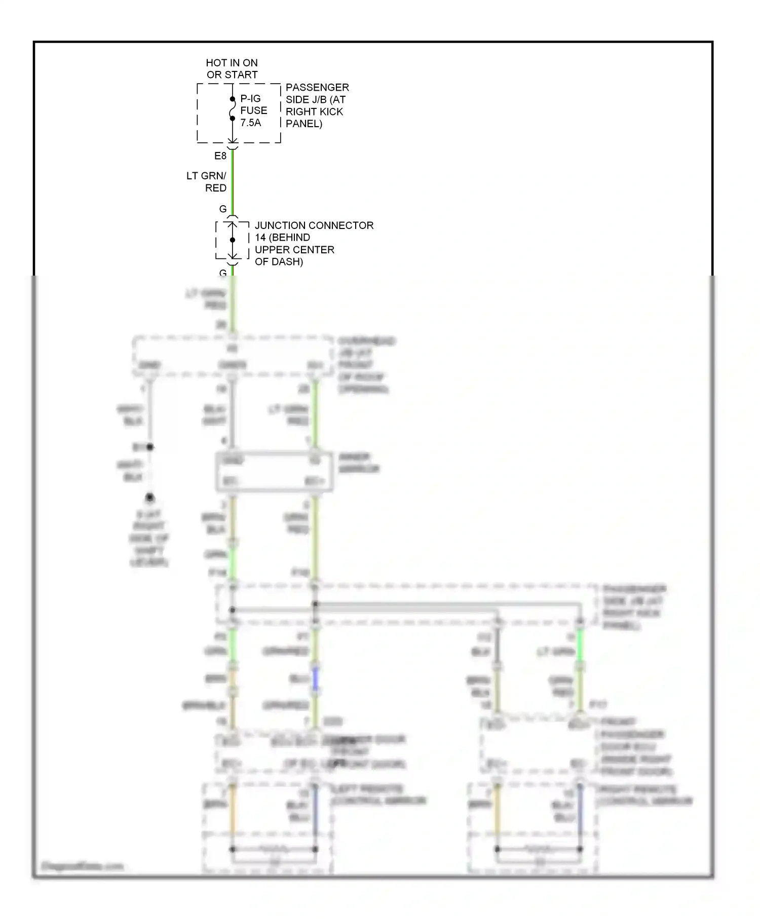 Lexus LS III facelift (2003-2006) left remote control mirror wiring diagram  (3 of 3)