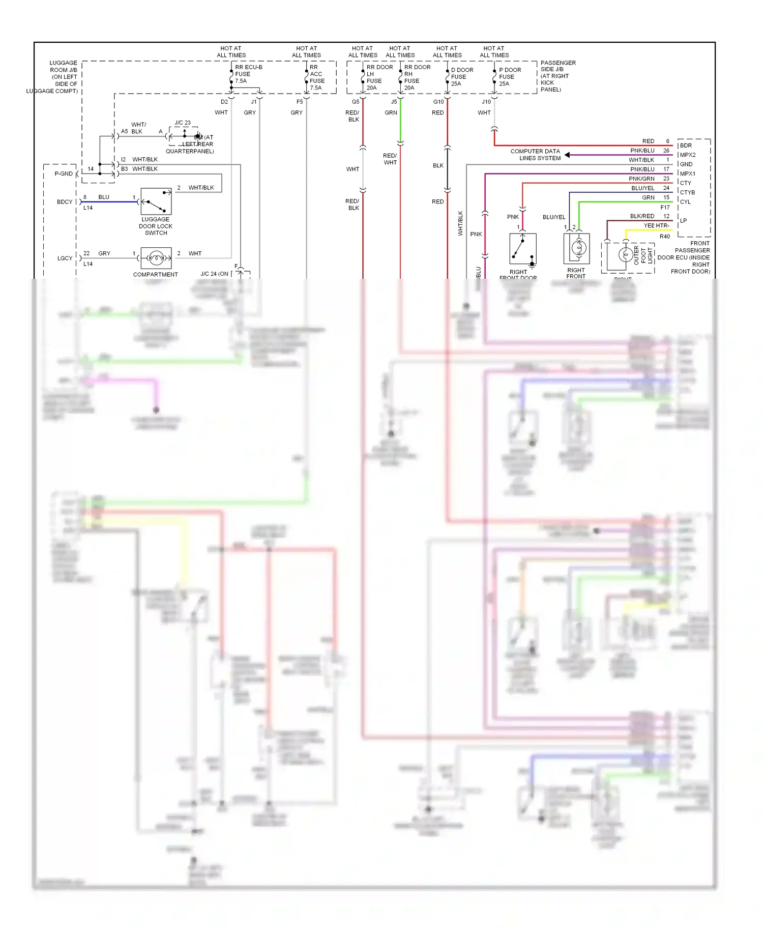 Lexus LS III facelift (2003-2006) left remote control mirror wiring diagram  (1 of 3)