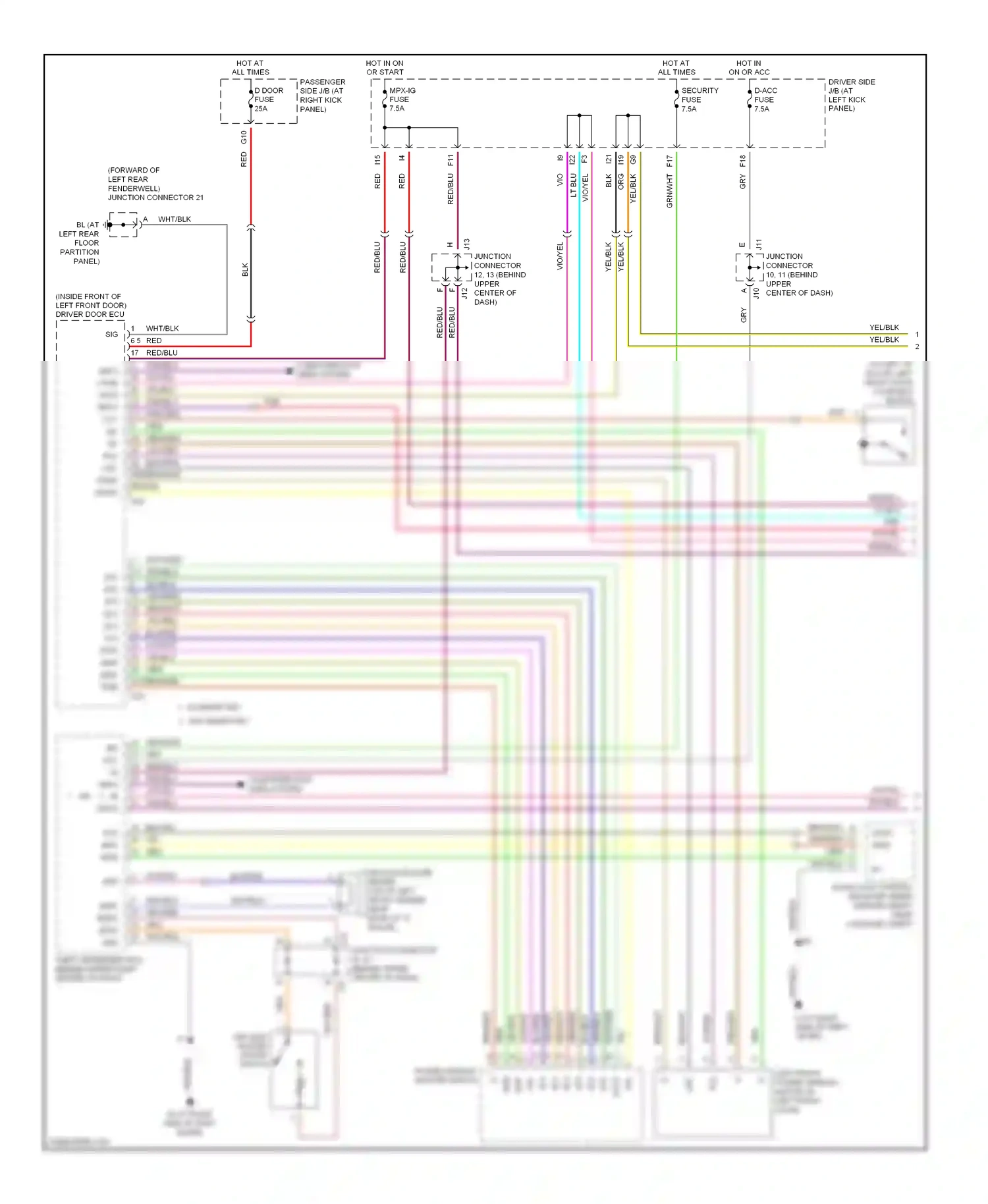 Lexus LS III facelift (2003-2006) power window master switch wiring diagram  (1 of 1)