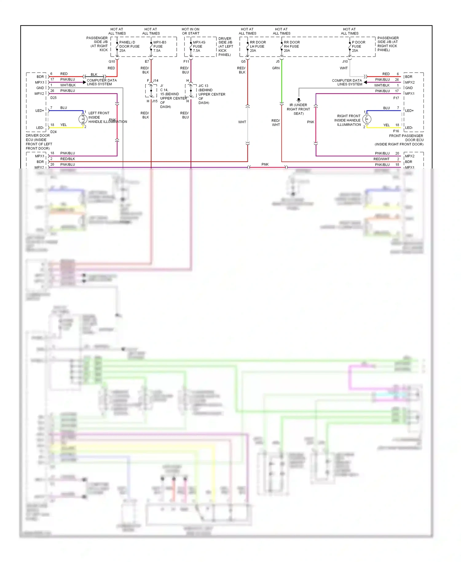 Lexus LS III facelift (2003-2006) remote control mirror switch (outer mirror switch) wiring diagram  (1 of 1)