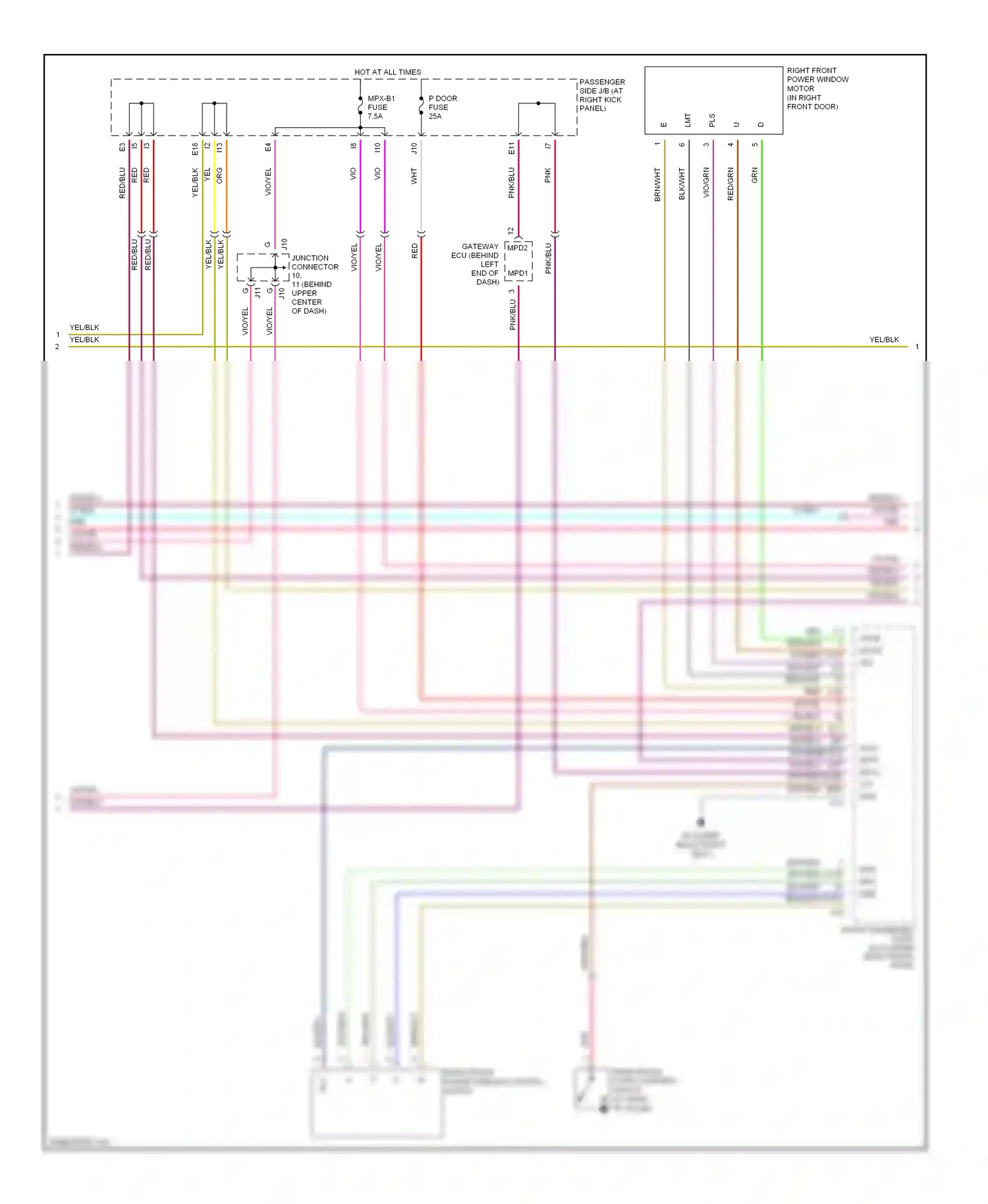 Lexus LS III facelift (2003-2006) right front power window control switch wiring diagram  (1 of 1)