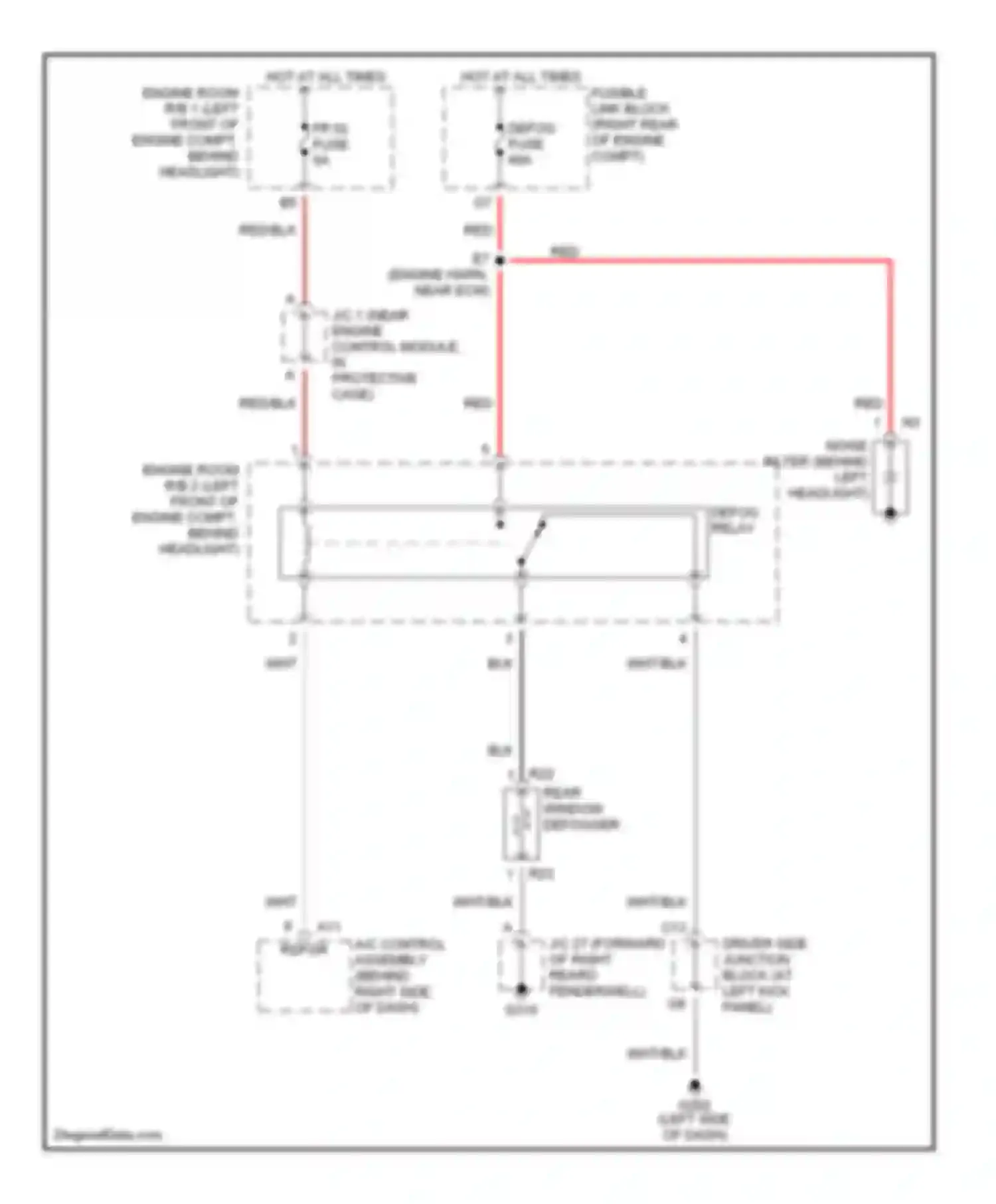 LS Lexus III (2000-2003): Rear defogger circuit