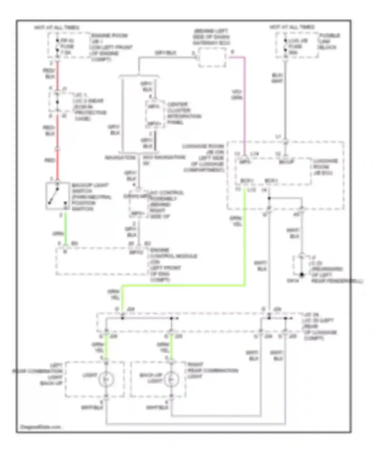 LS Lexus III (2000-2003): Back-up lamps circuit