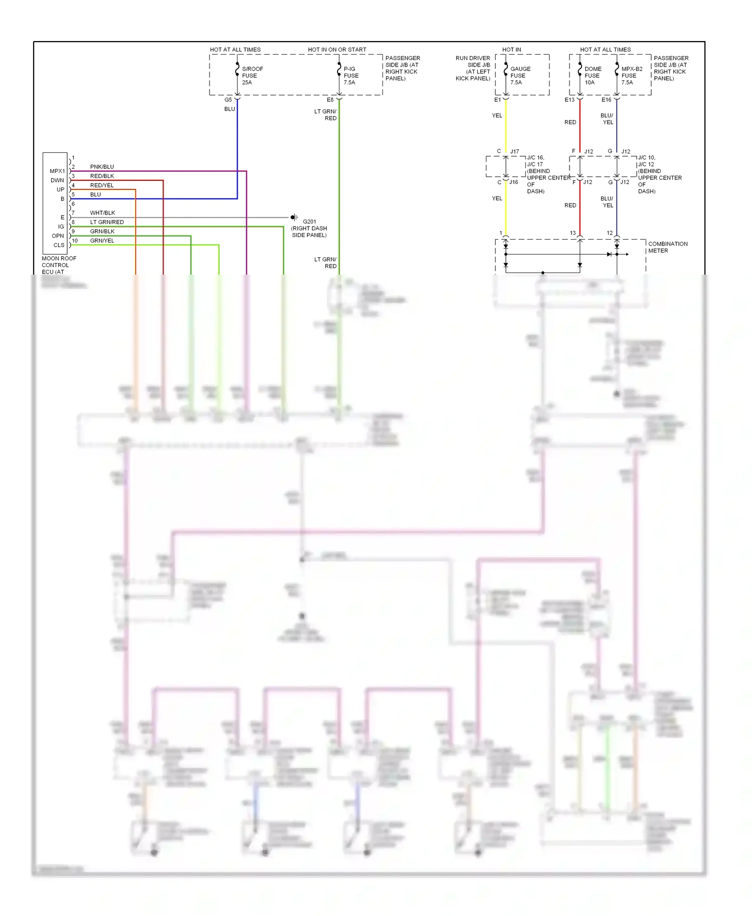 Lexus LS III (2000-2003) driver side j/b (at left kick panel) wiring diagram  (28 of 33)