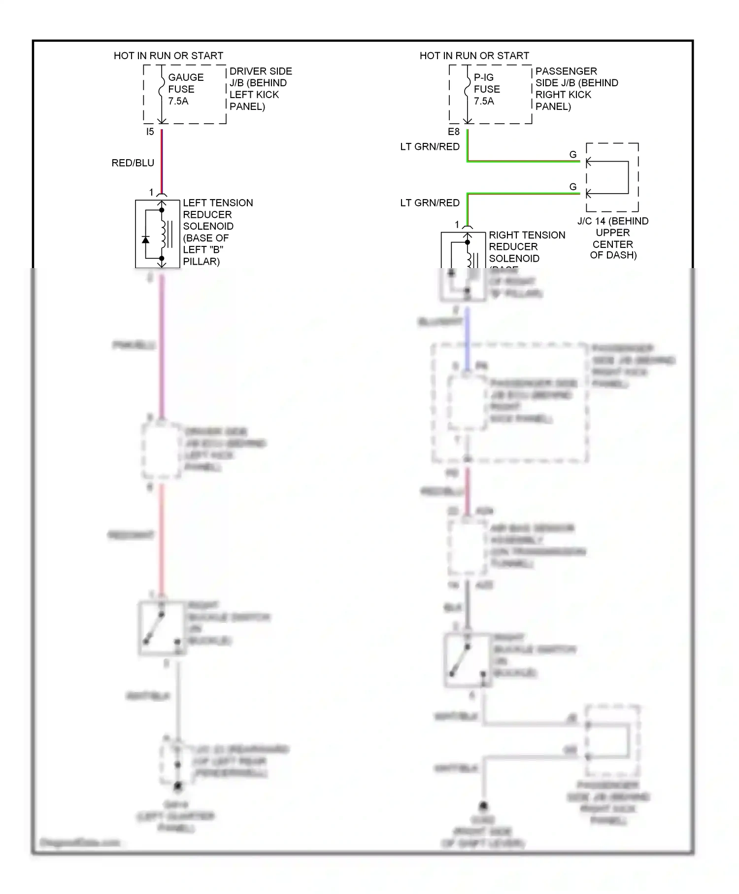 Lexus LS III (2000-2003) driver side j/b (behind left kick panel) wiring diagram  (2 of 2)