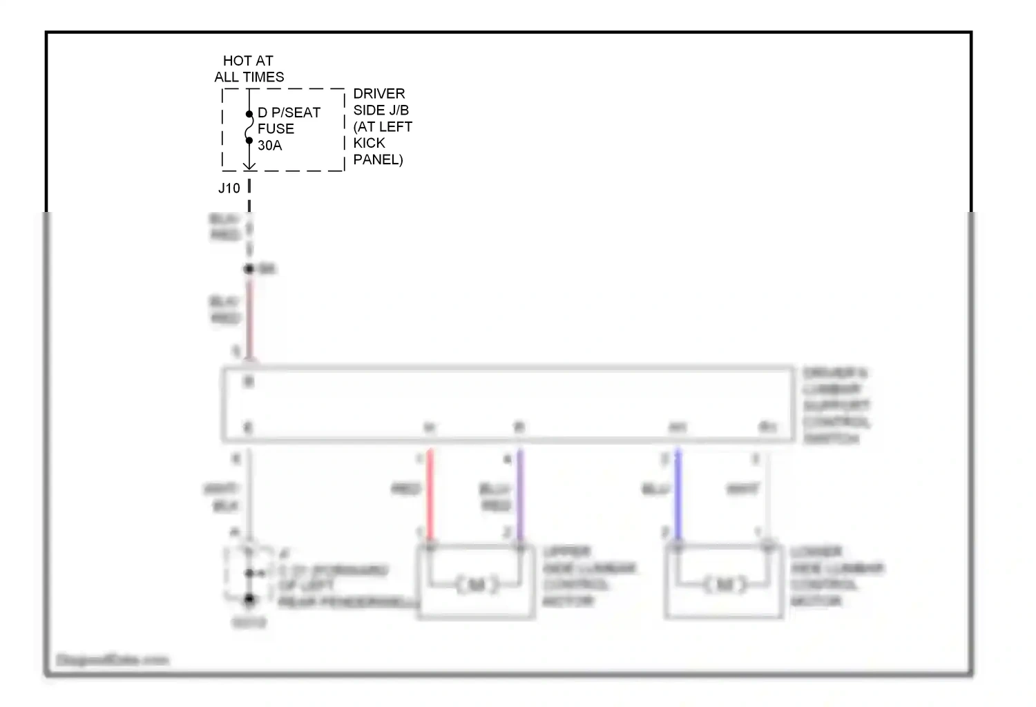 Lexus LS III (2000-2003) driver's lumbar support control switch wiring diagram  (1 of 1)