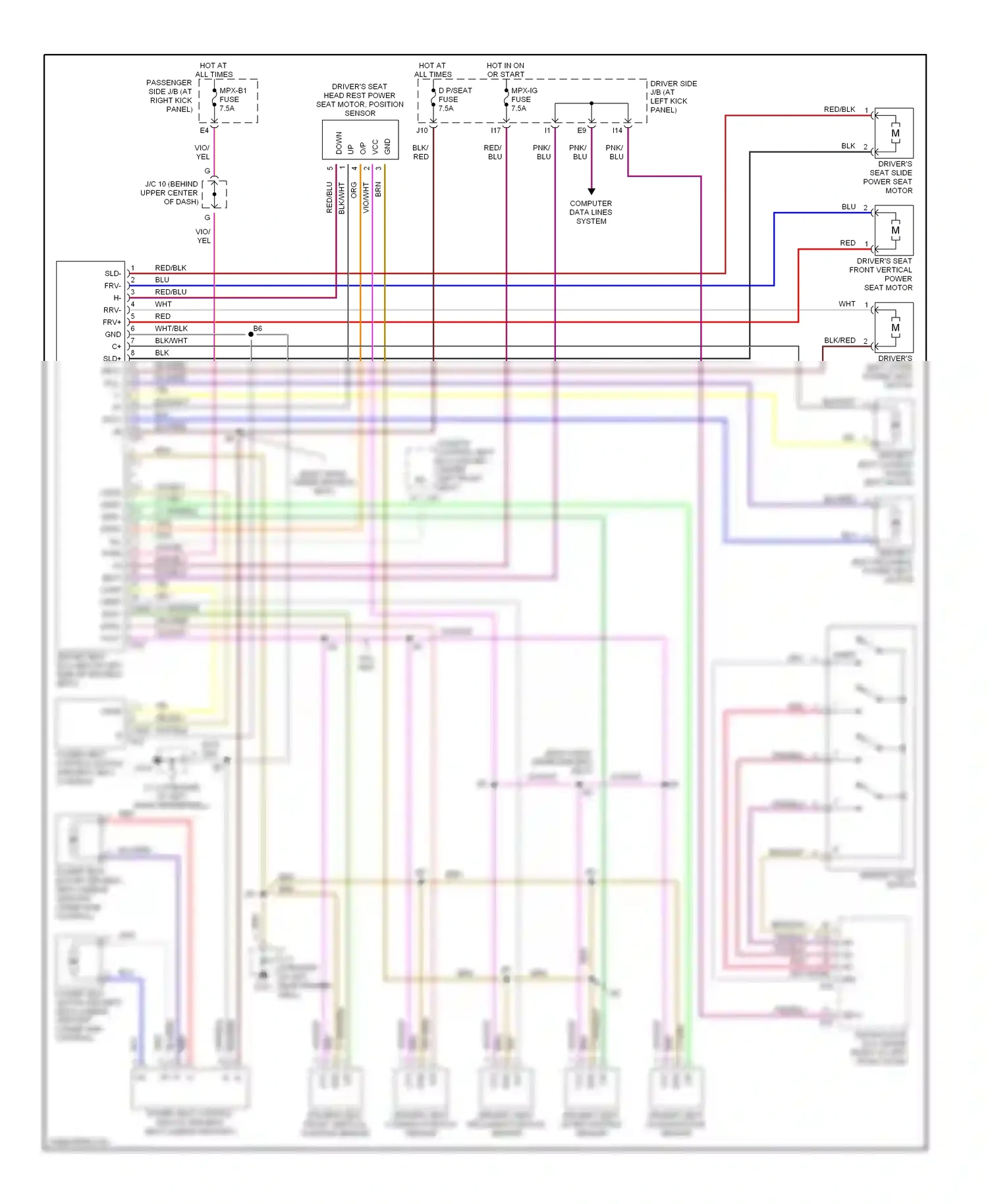 Lexus LS III (2000-2003) driver's seat front vertical position sensor wiring diagram  (1 of 1)